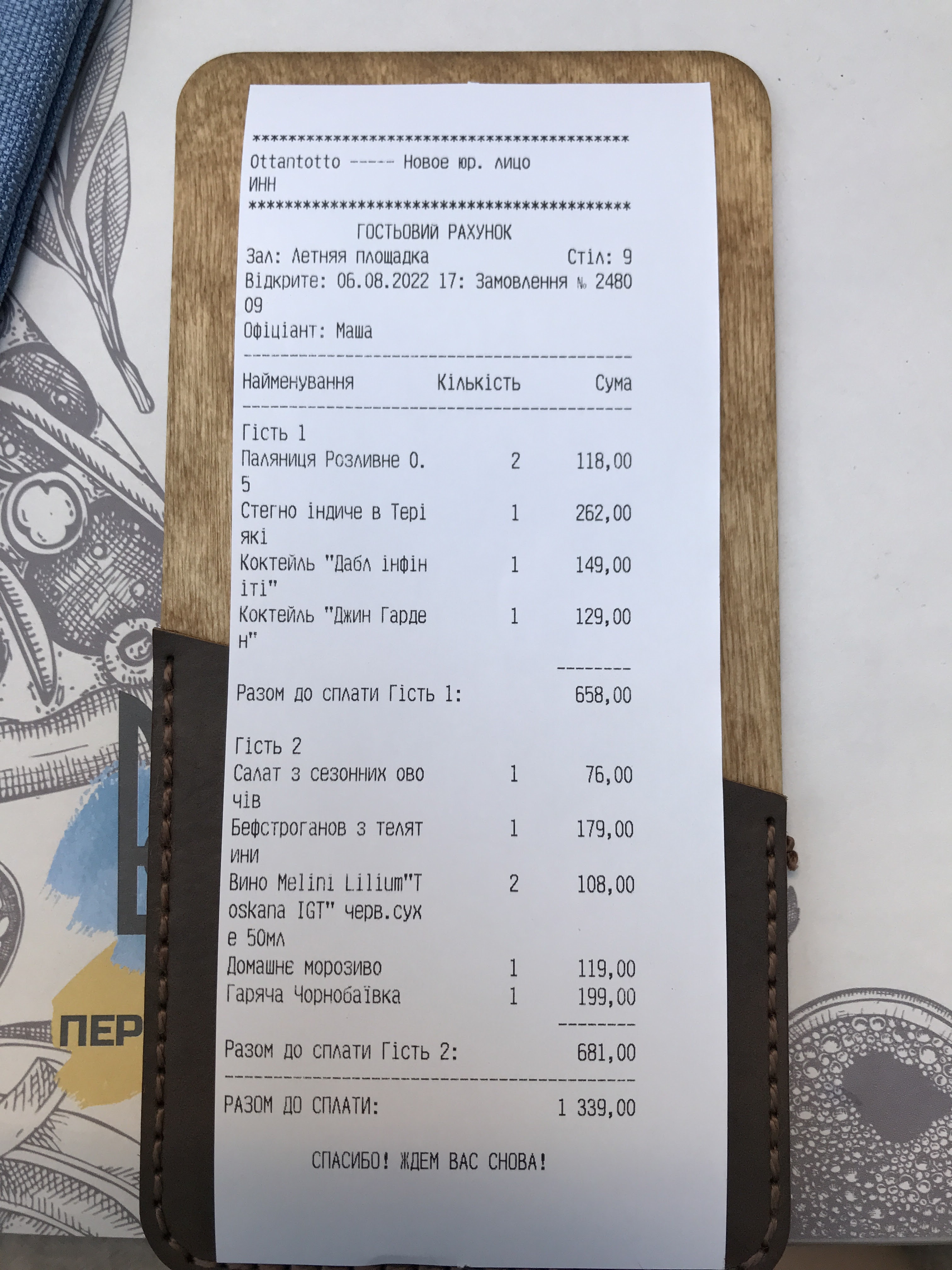 Ottantotto 88 menu 3