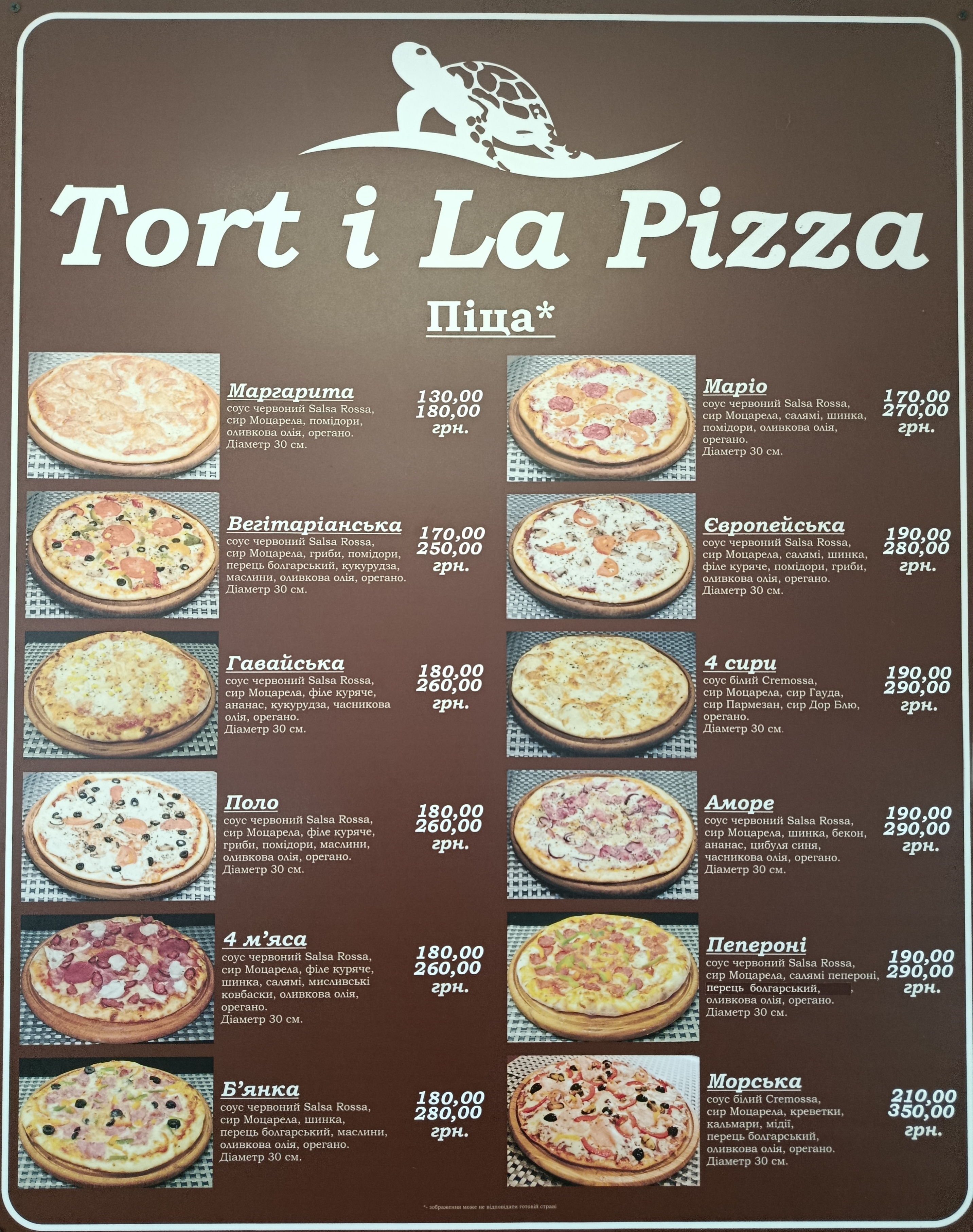 Tort i La Pizza menu 1