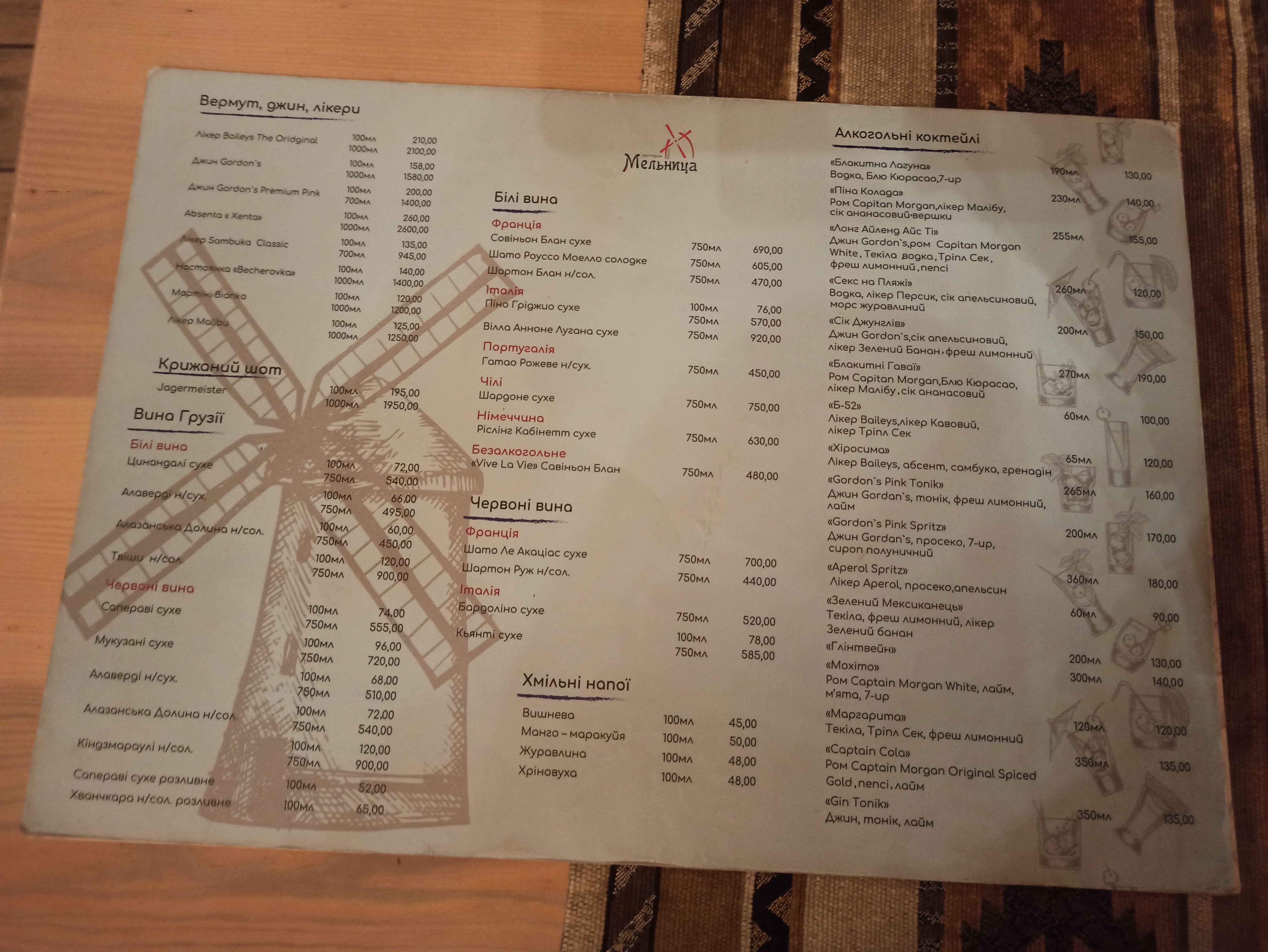 Мельница menu 11