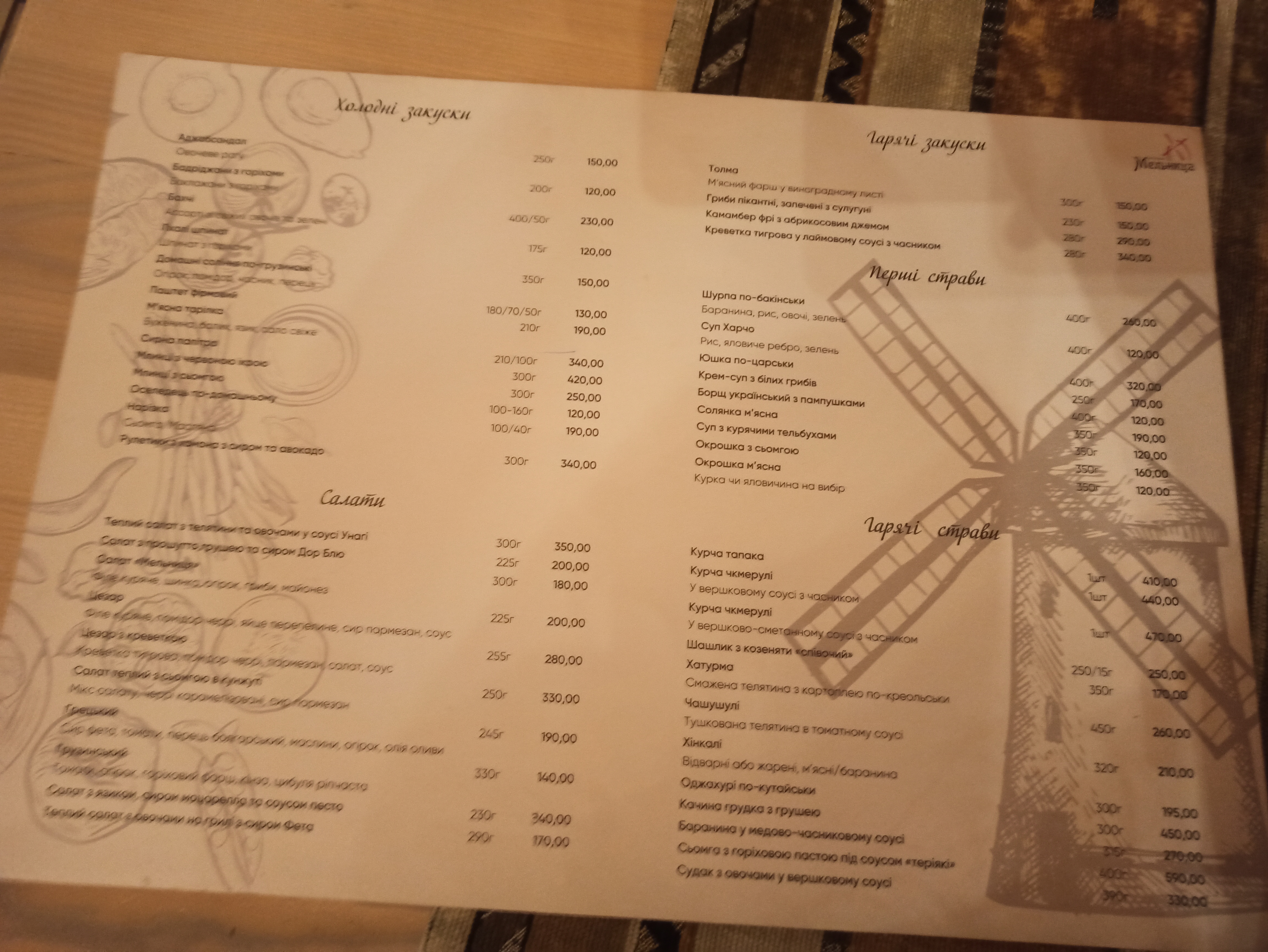 Мельница menu 12