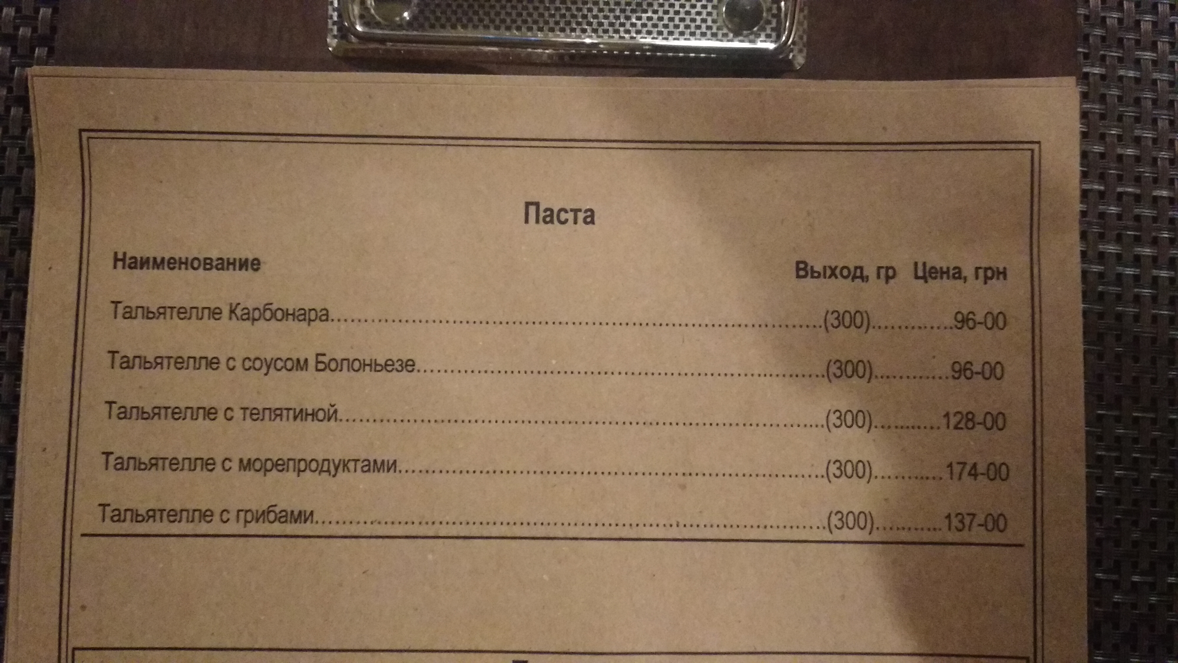 Sorrento menu 3