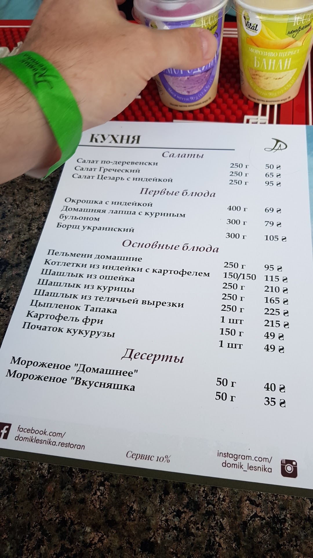 Budynochok Lisnyka menu 4