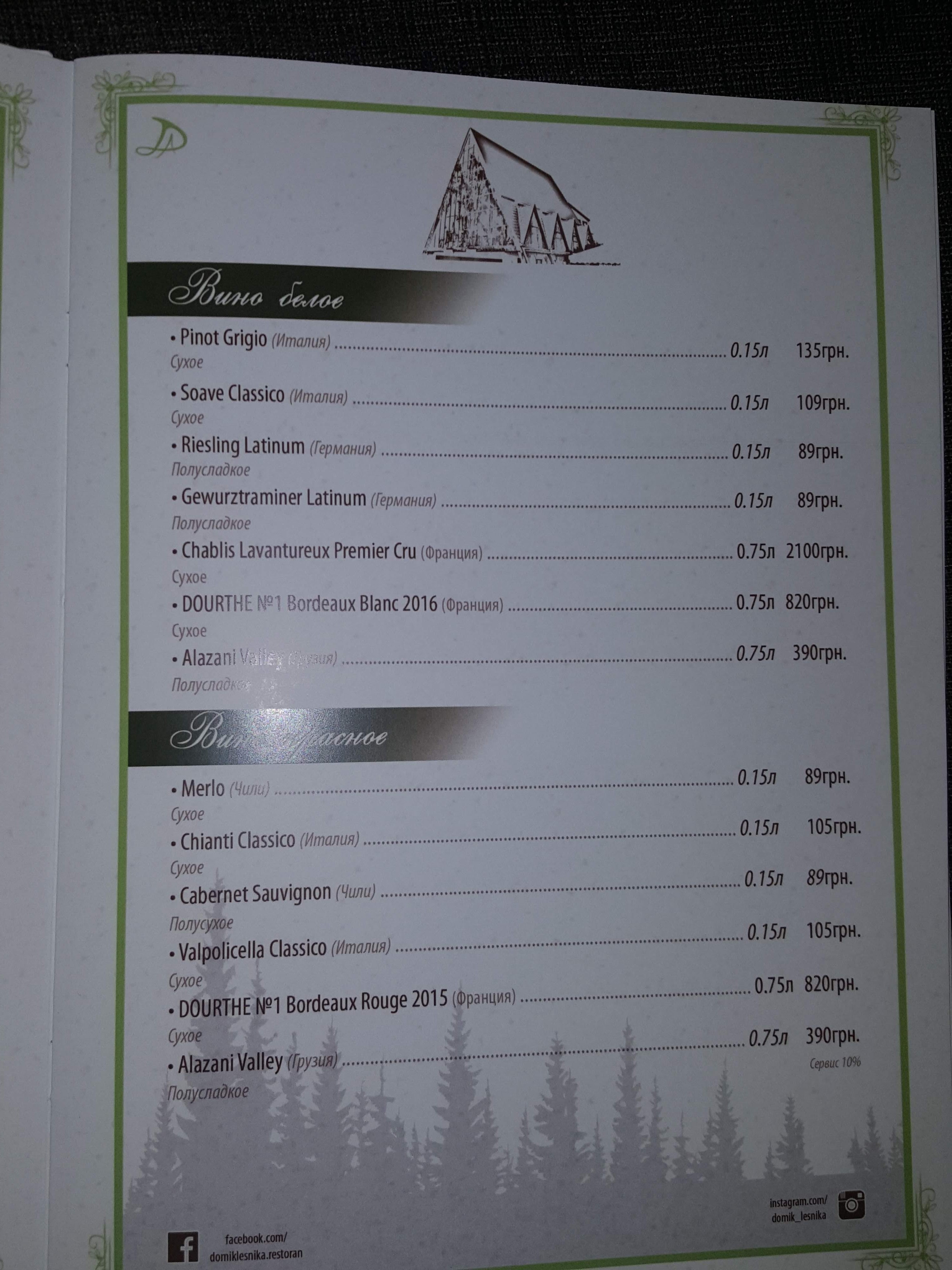 Budynochok Lisnyka menu 9