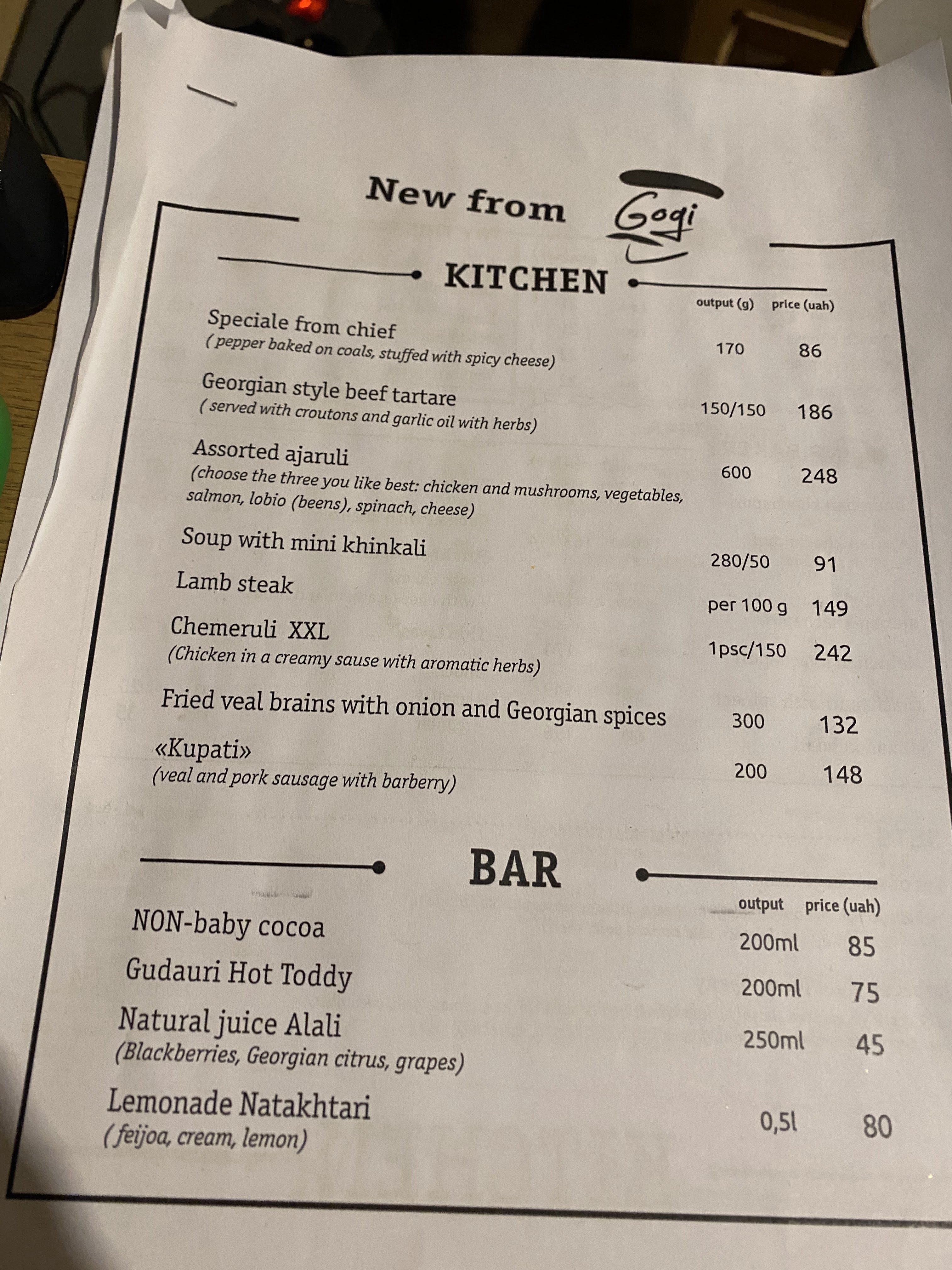 Gogi menu 6