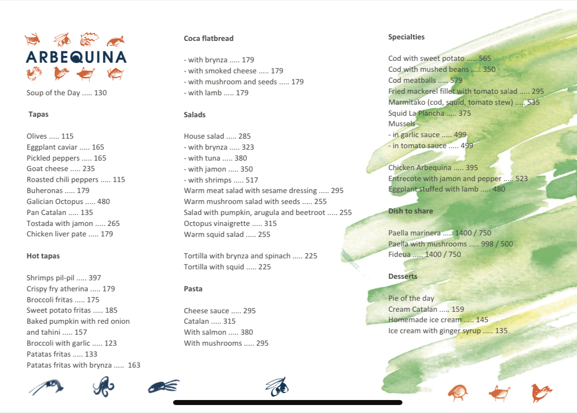 Arbequina menu 2