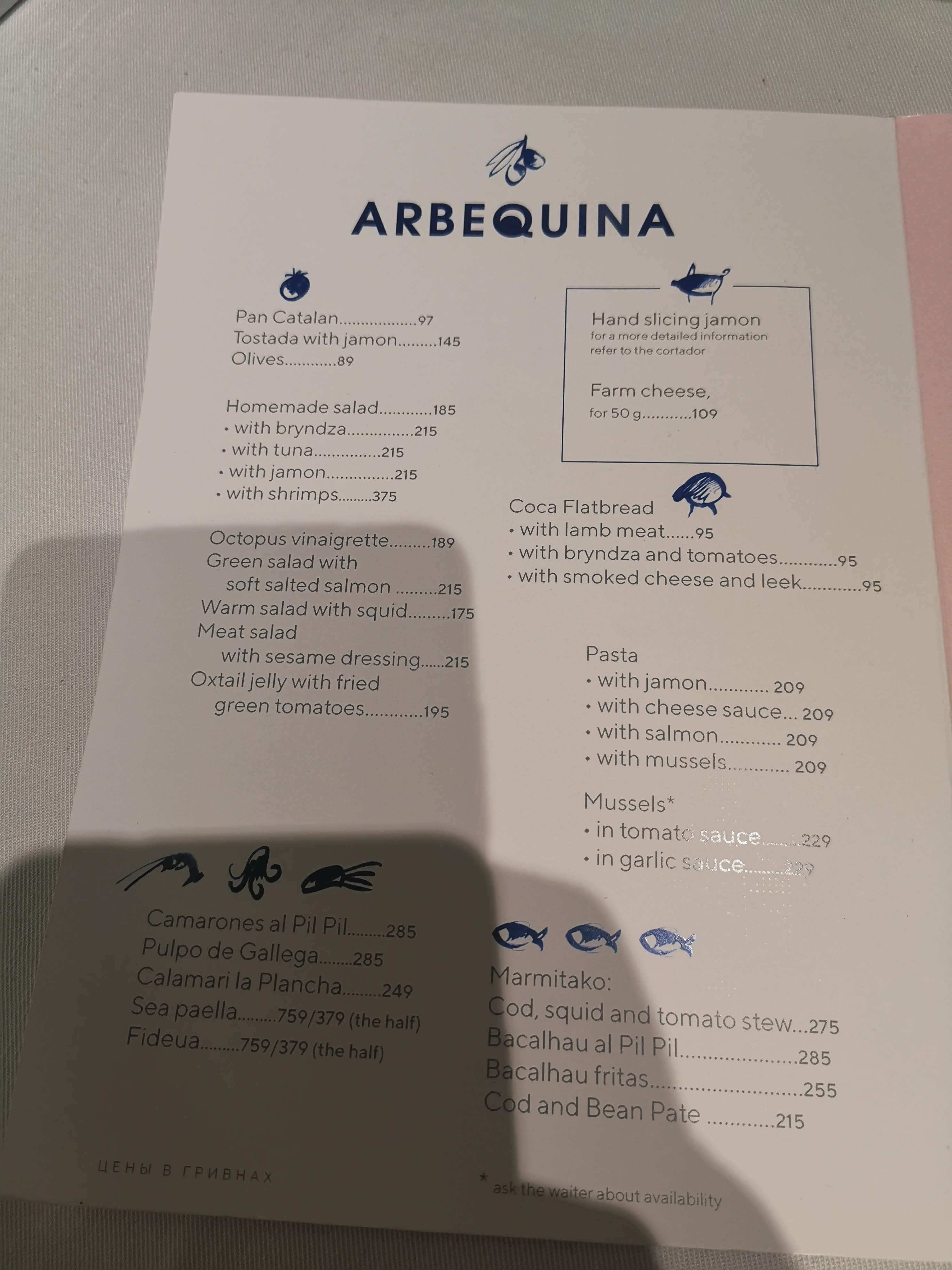 Arbequina menu 5