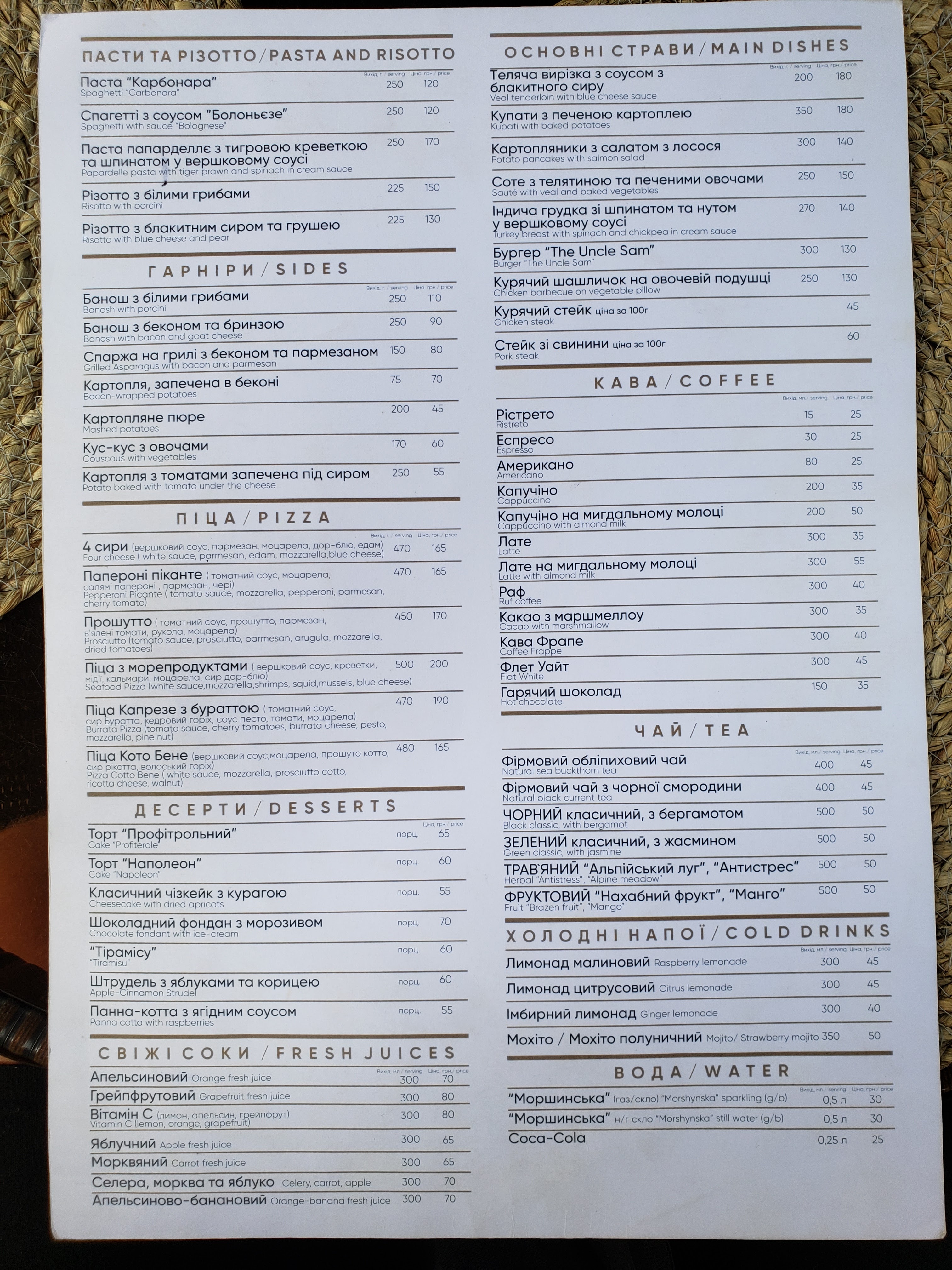 Loft 26 menu 2