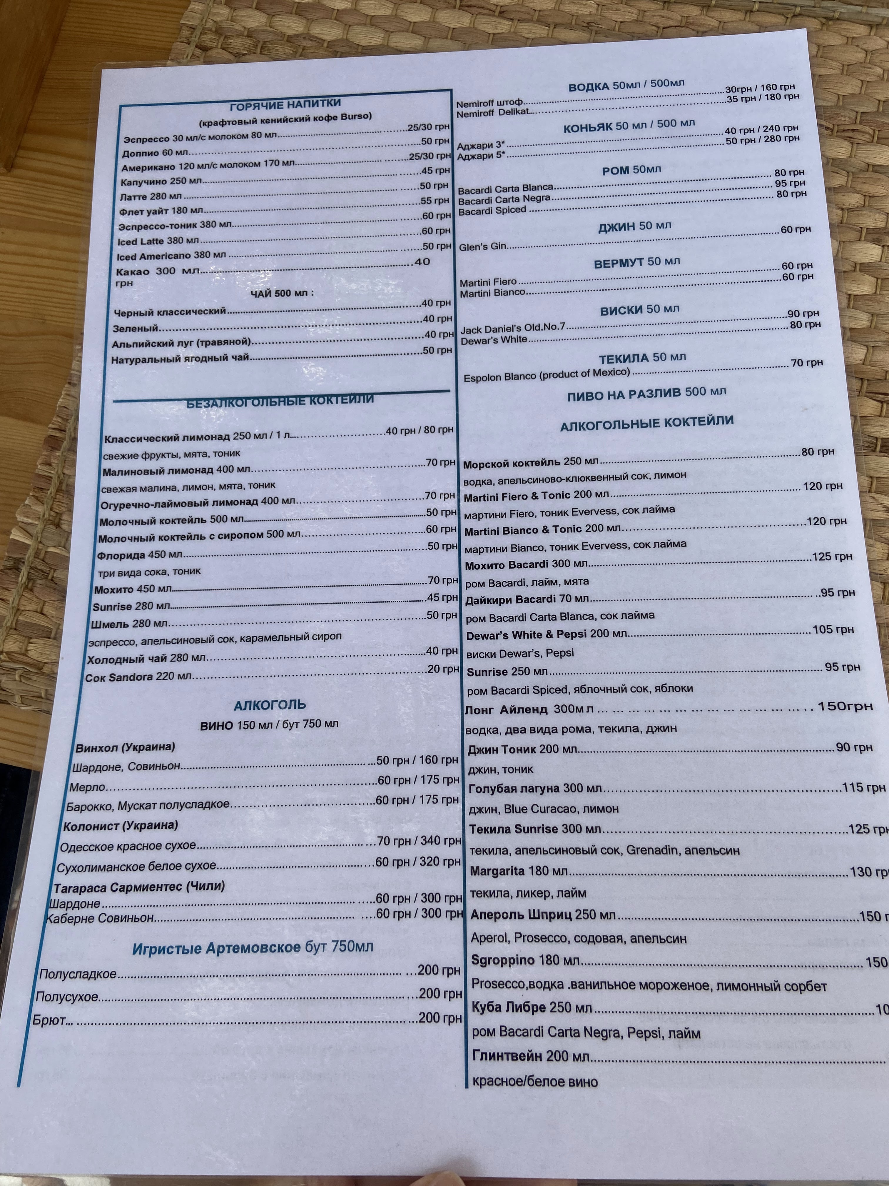 Sunrise menu 4