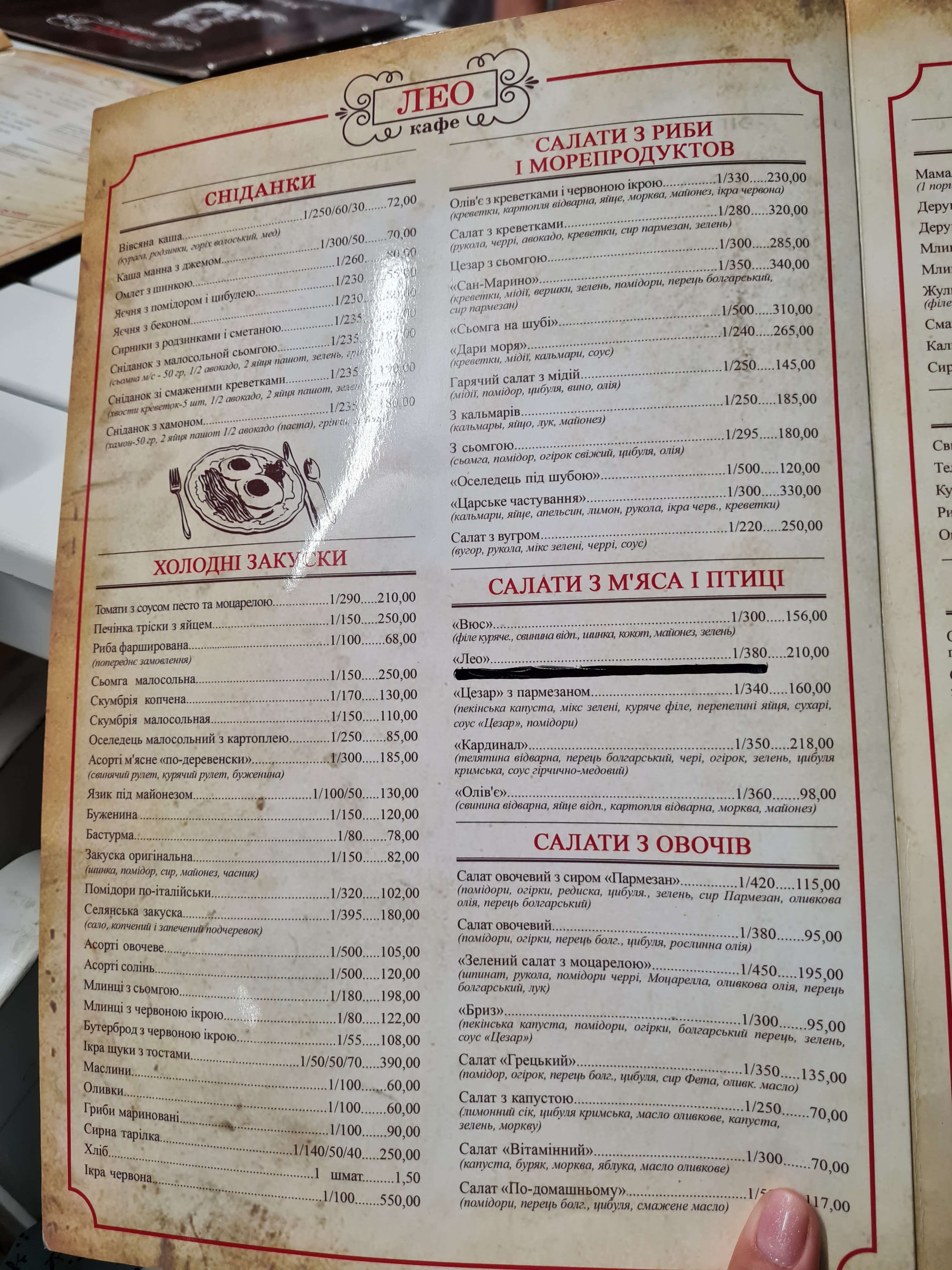 Kafe Leo Chernomorsk menu 9