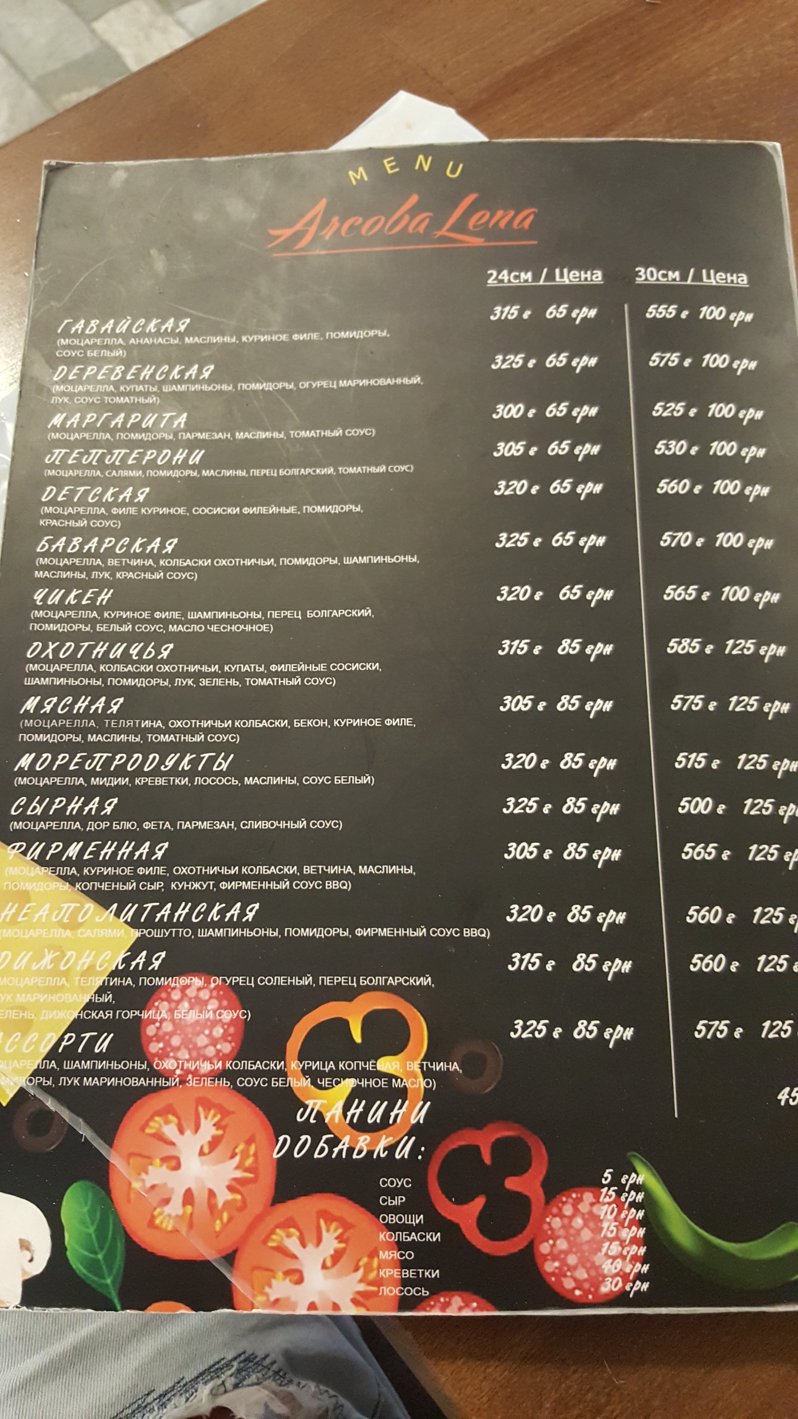ArcobaLena menu 1