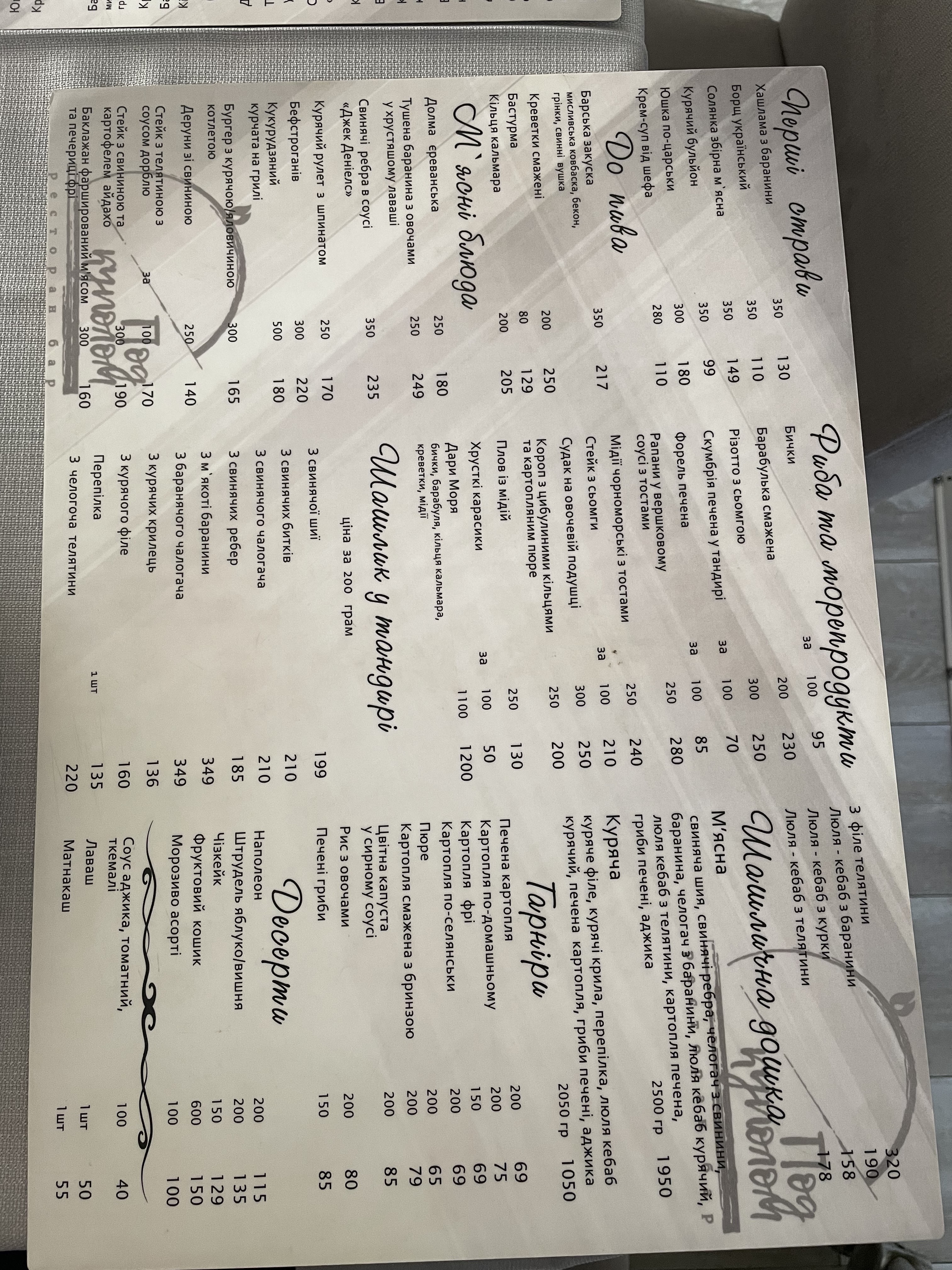 Pod Kupolom menu 9