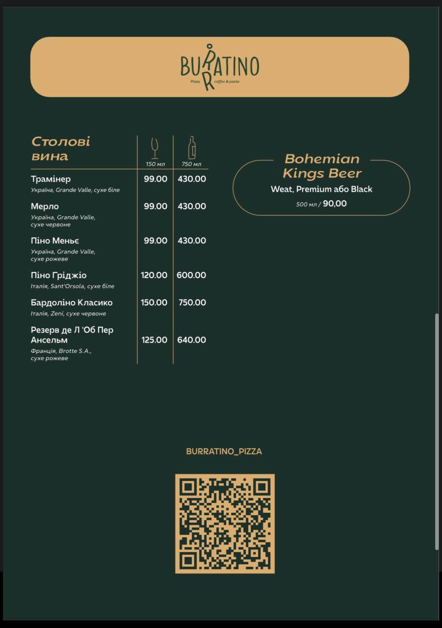 Burratino Pizza menu 2