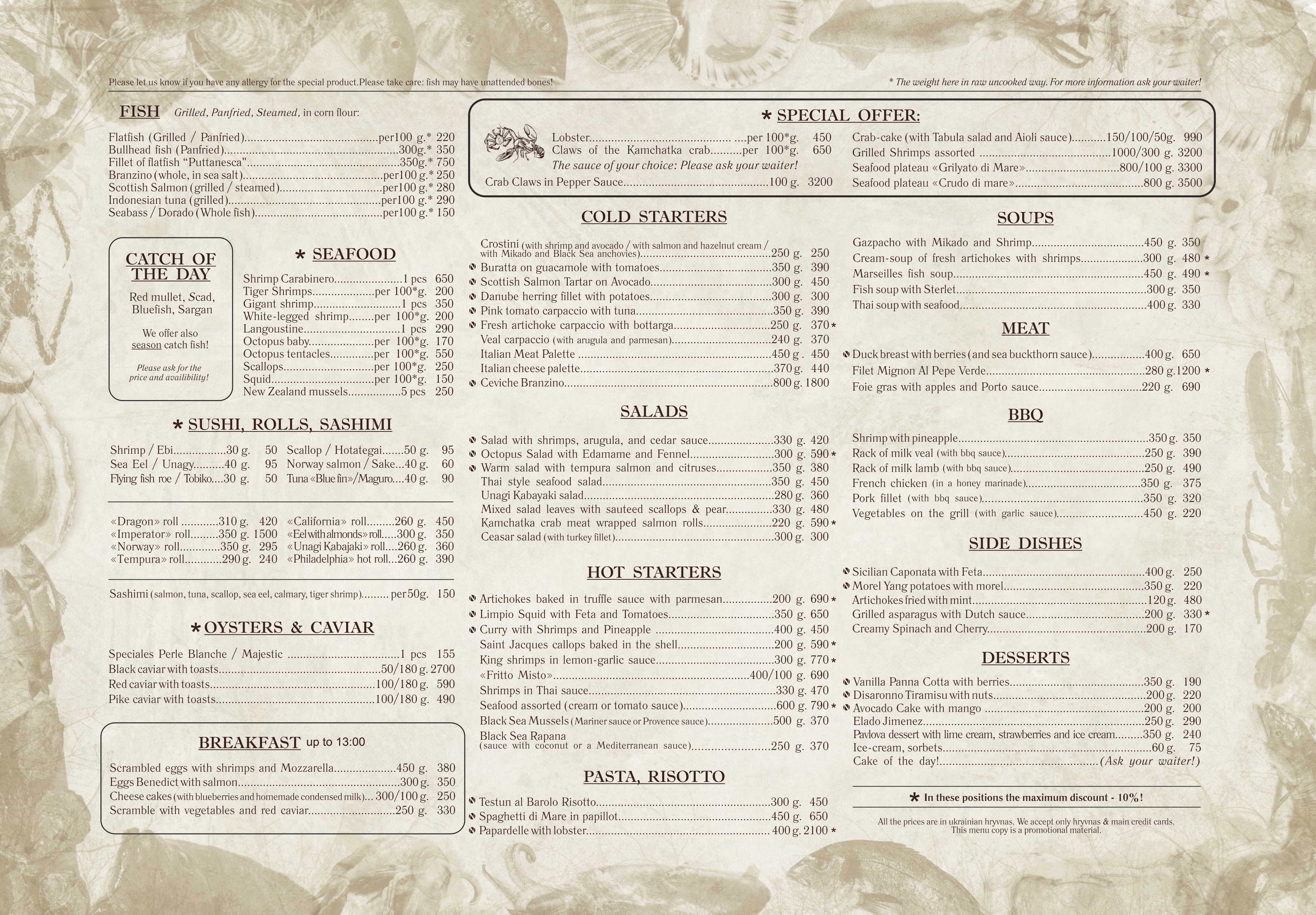 Kolumbus menu 3