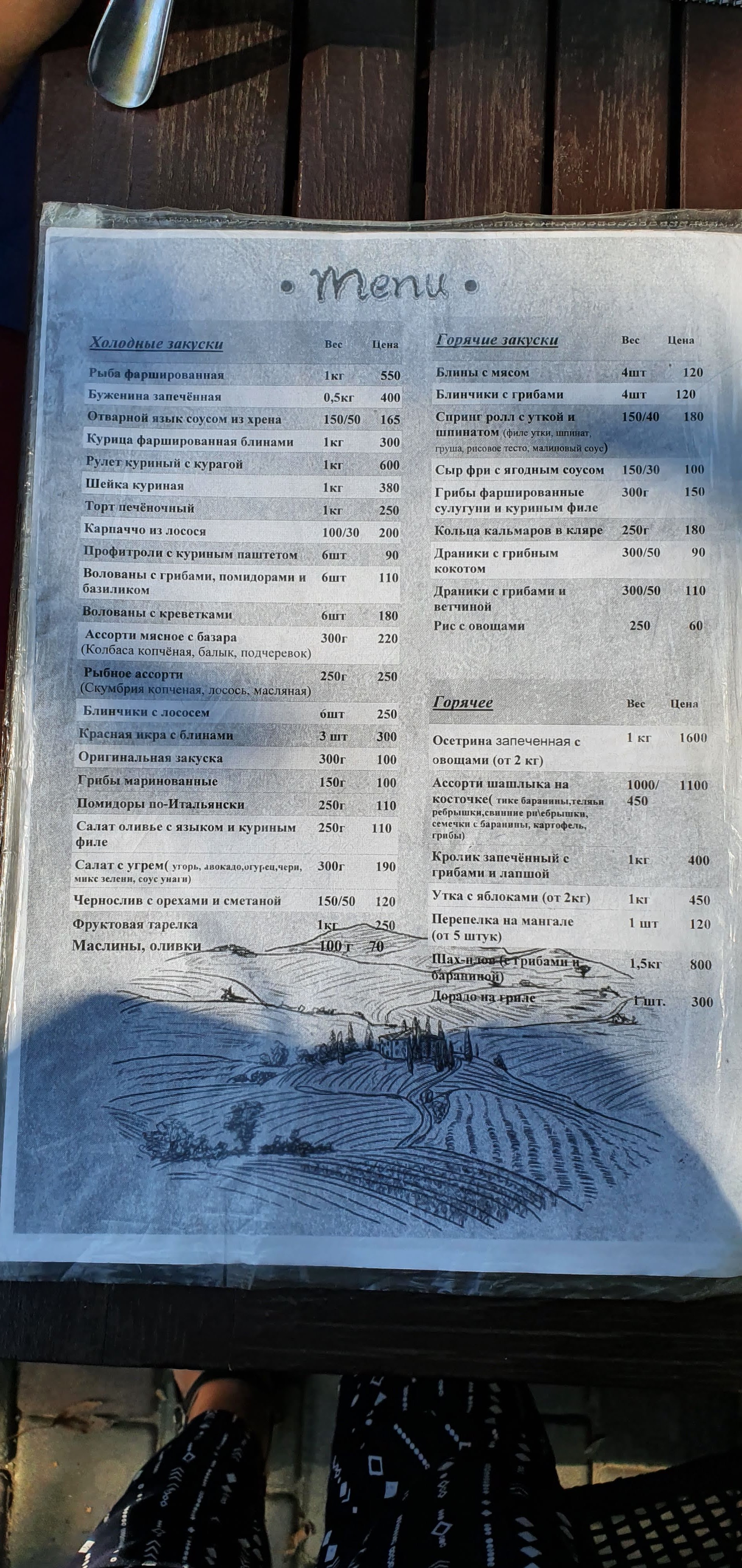 Horetsʹ menu 5