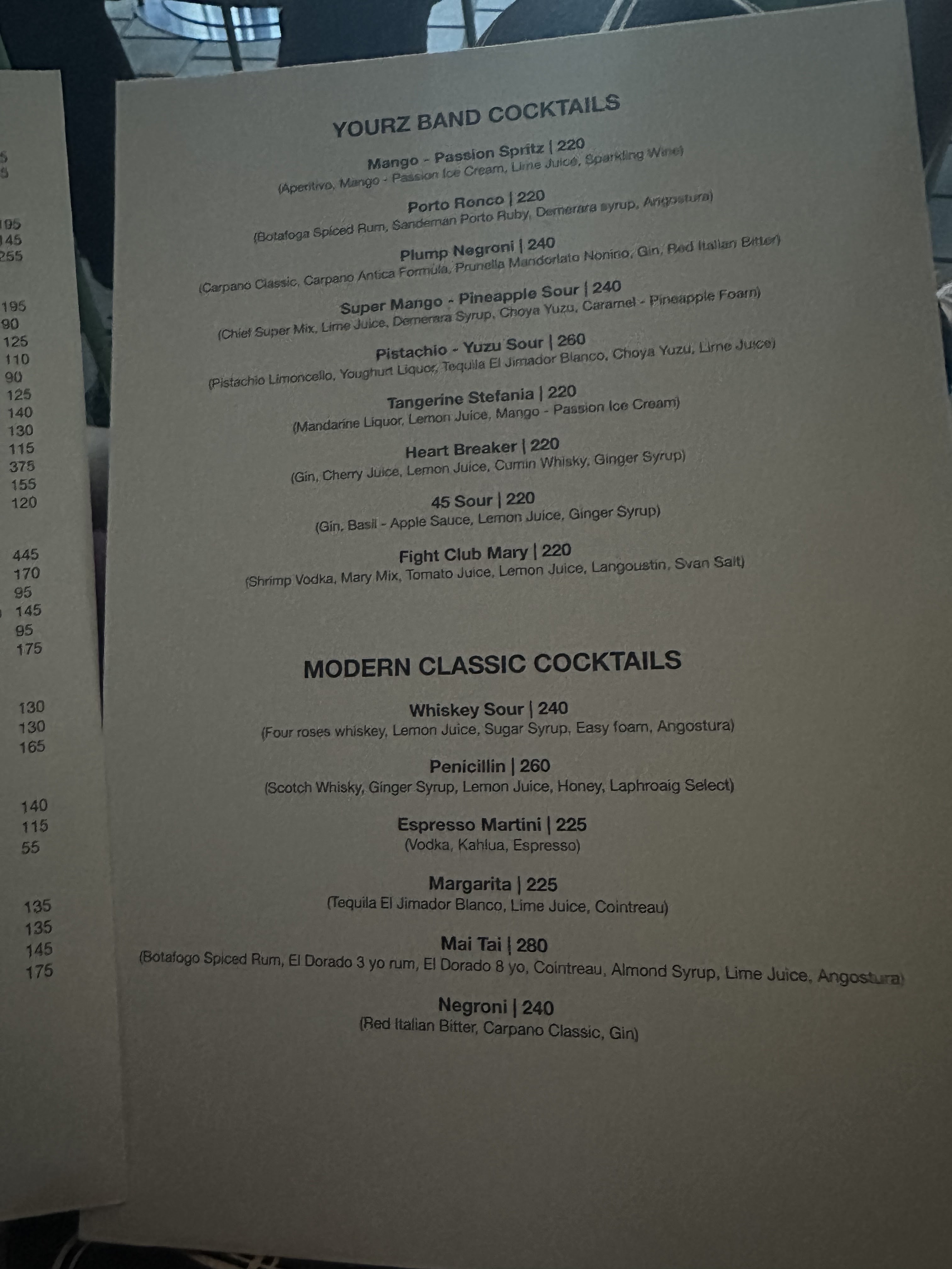 Yourz Space Bistro menu 11