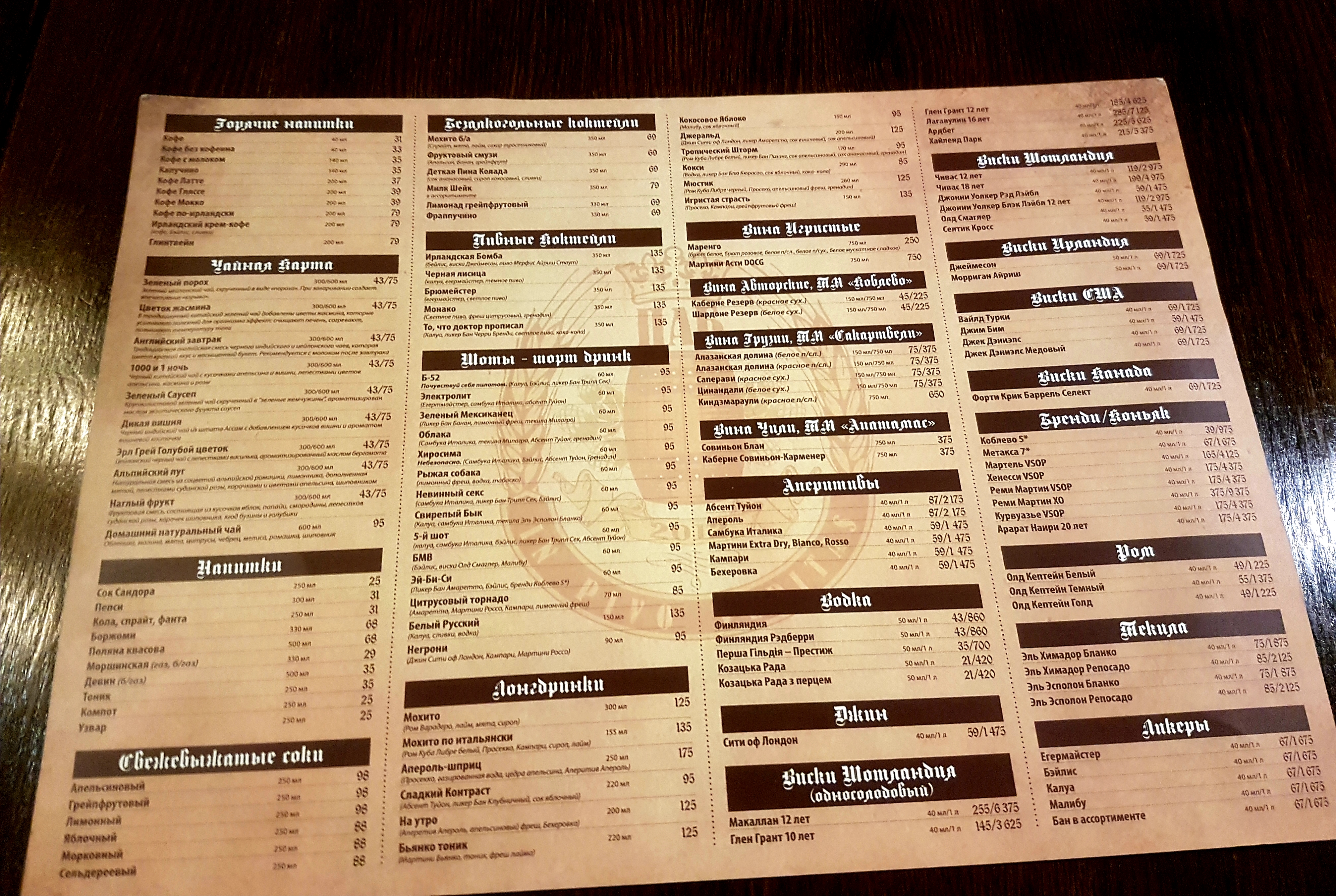 Bochka menu 3