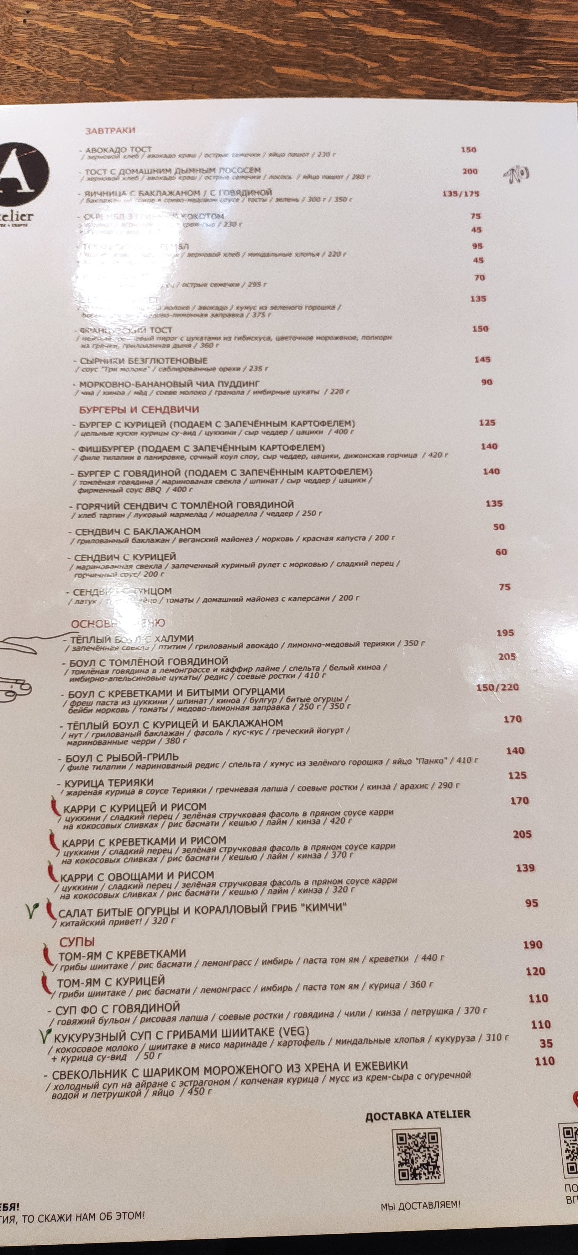 Atelier. Food & Crafts menu 12
