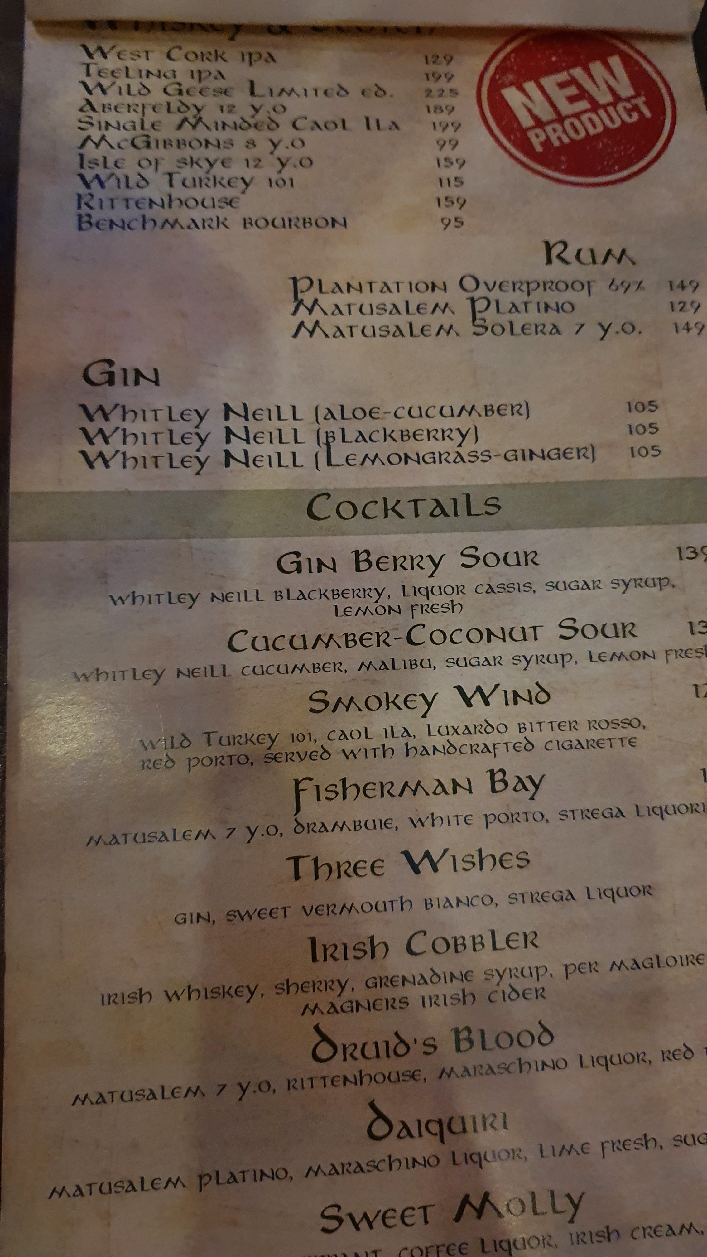 Fox & Pipe - Irish pub menu 7