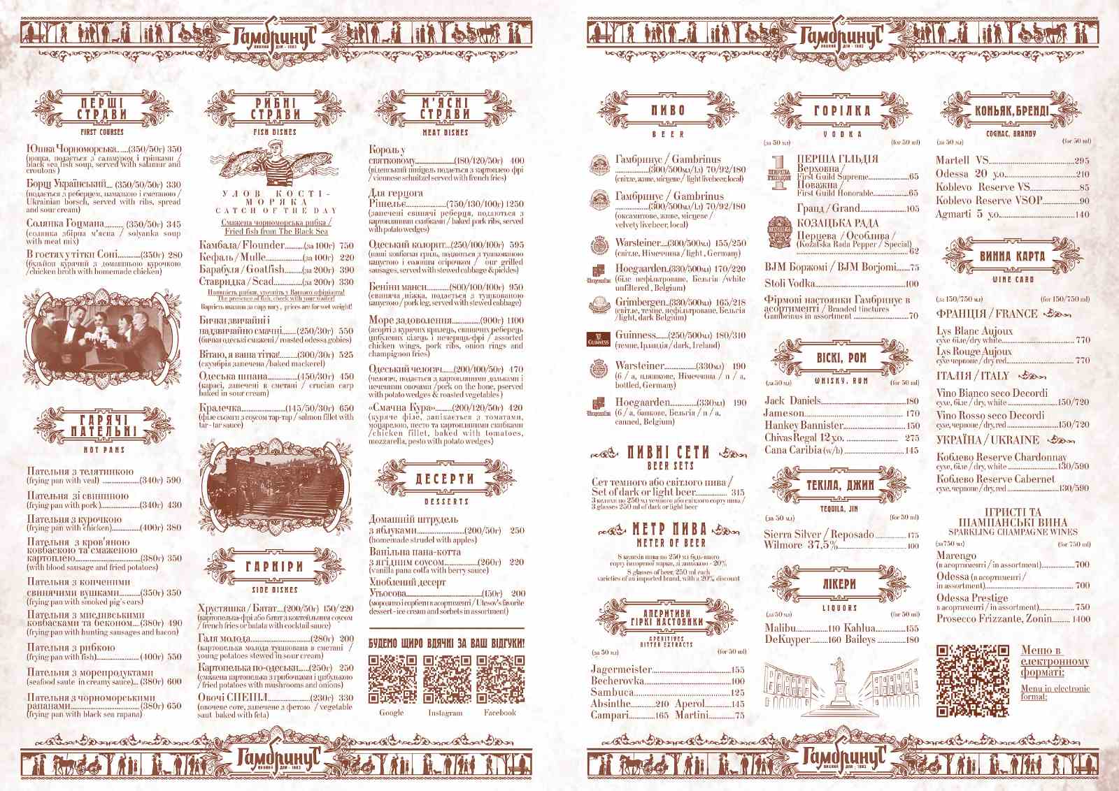 Gambrinus menu 1