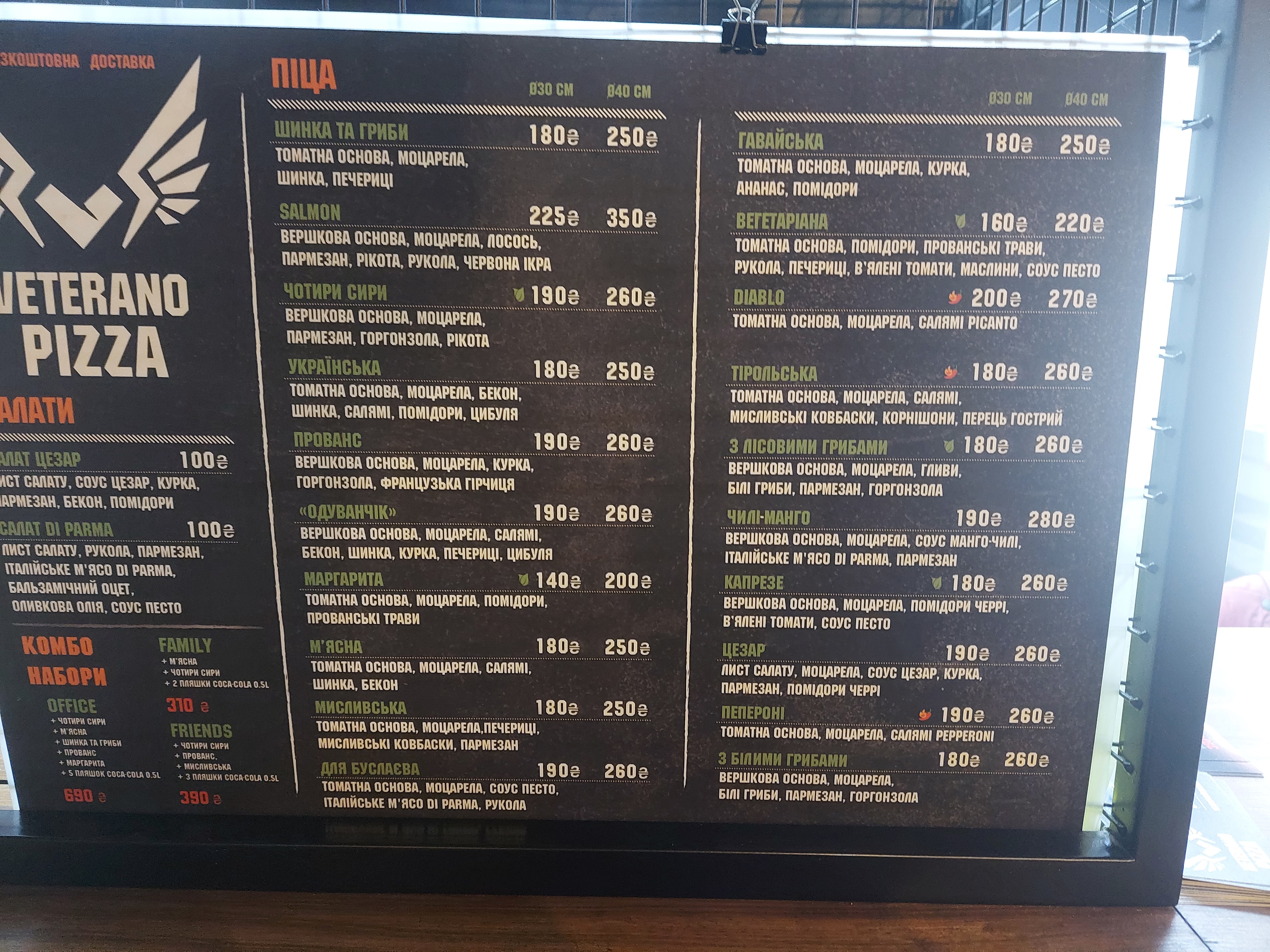 Veterano Pizza menu 3