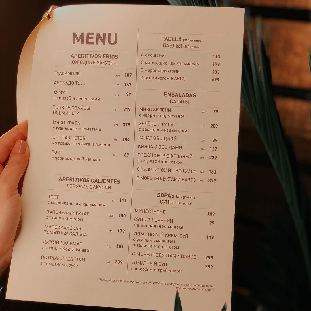 Barco menu 9