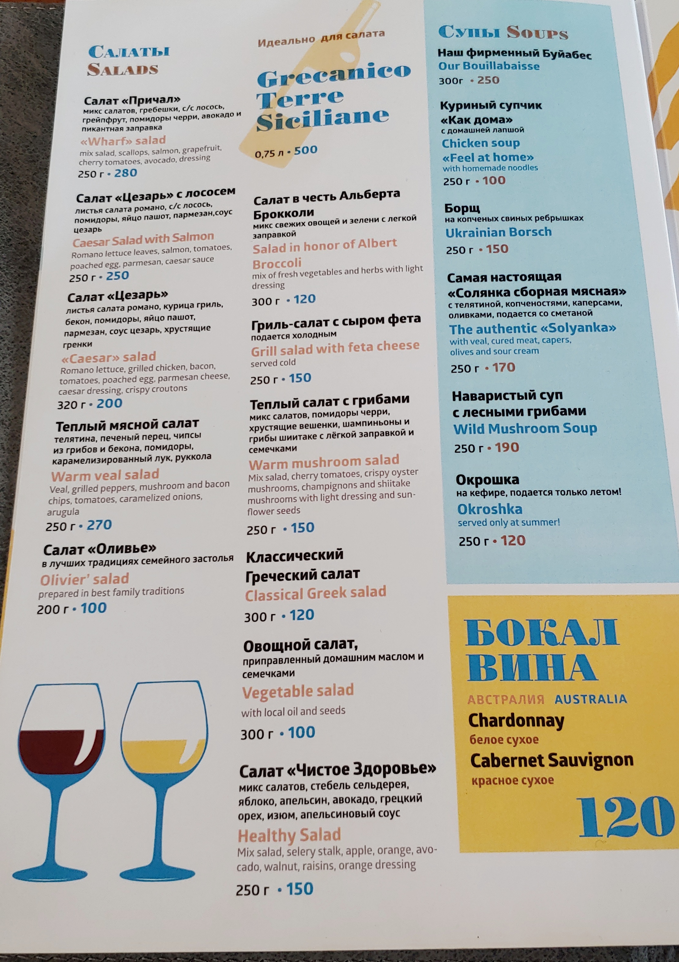 Berth №1 menu 2