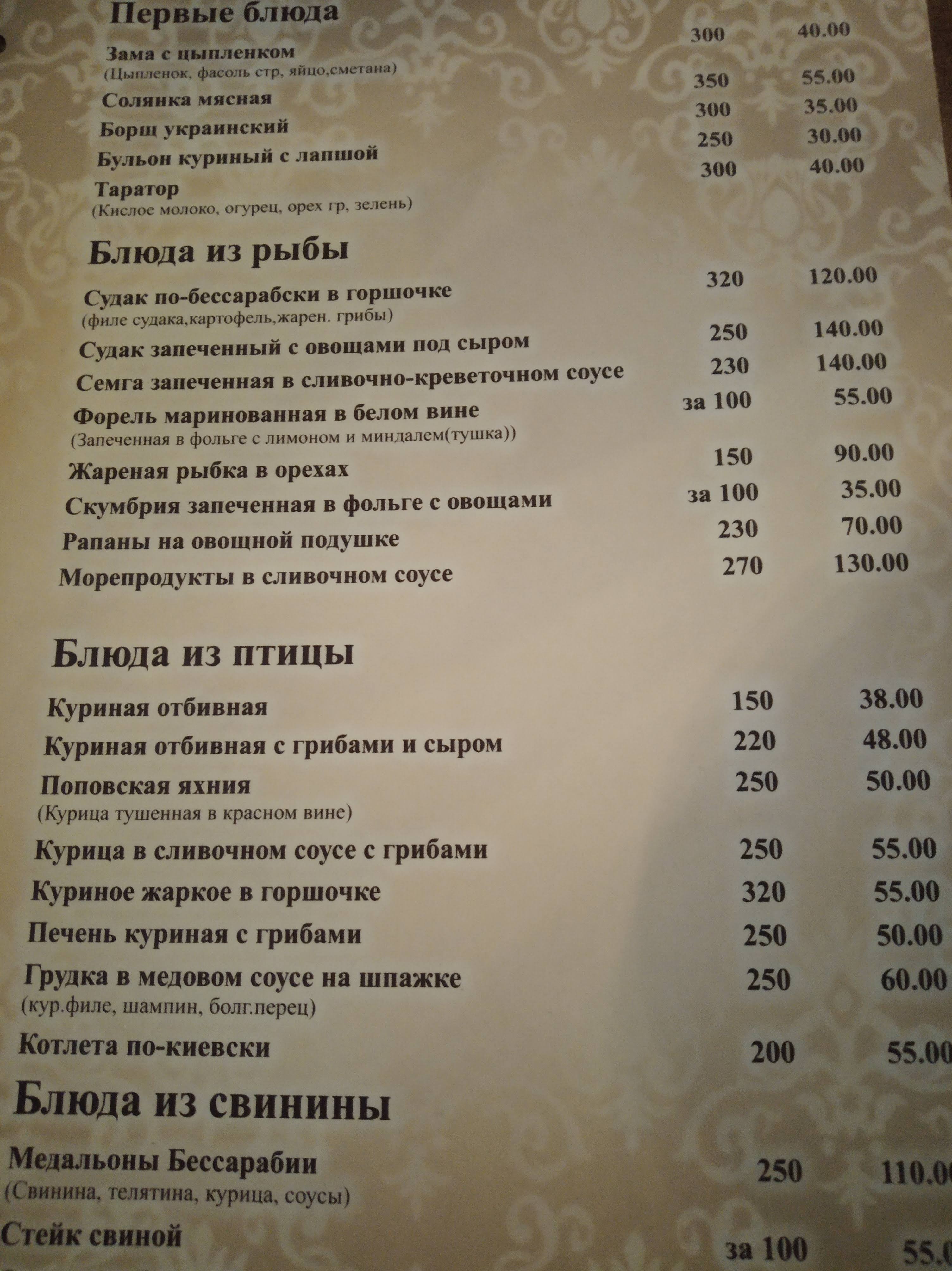 Besarabka menu 1