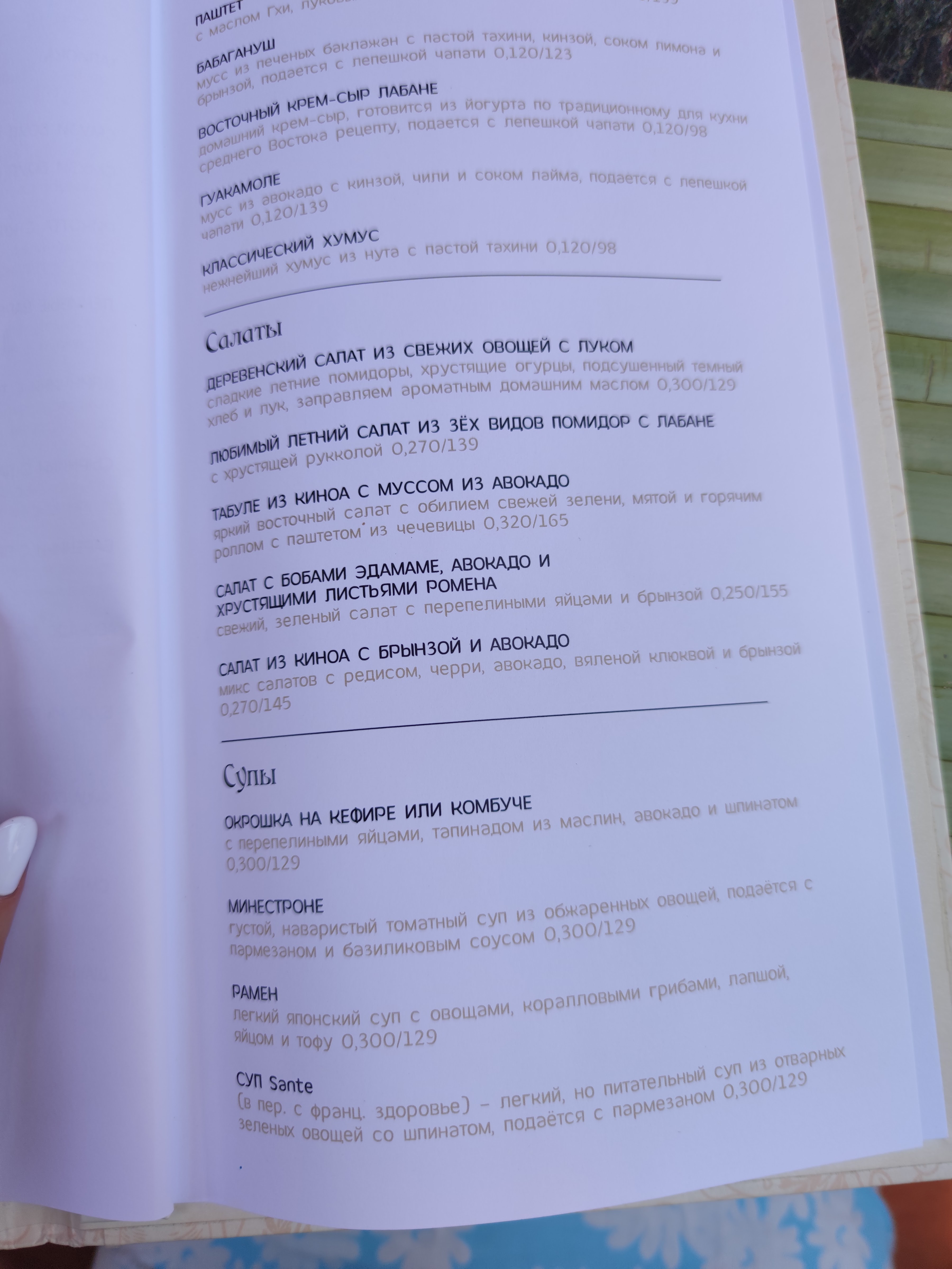 Гайя menu 8