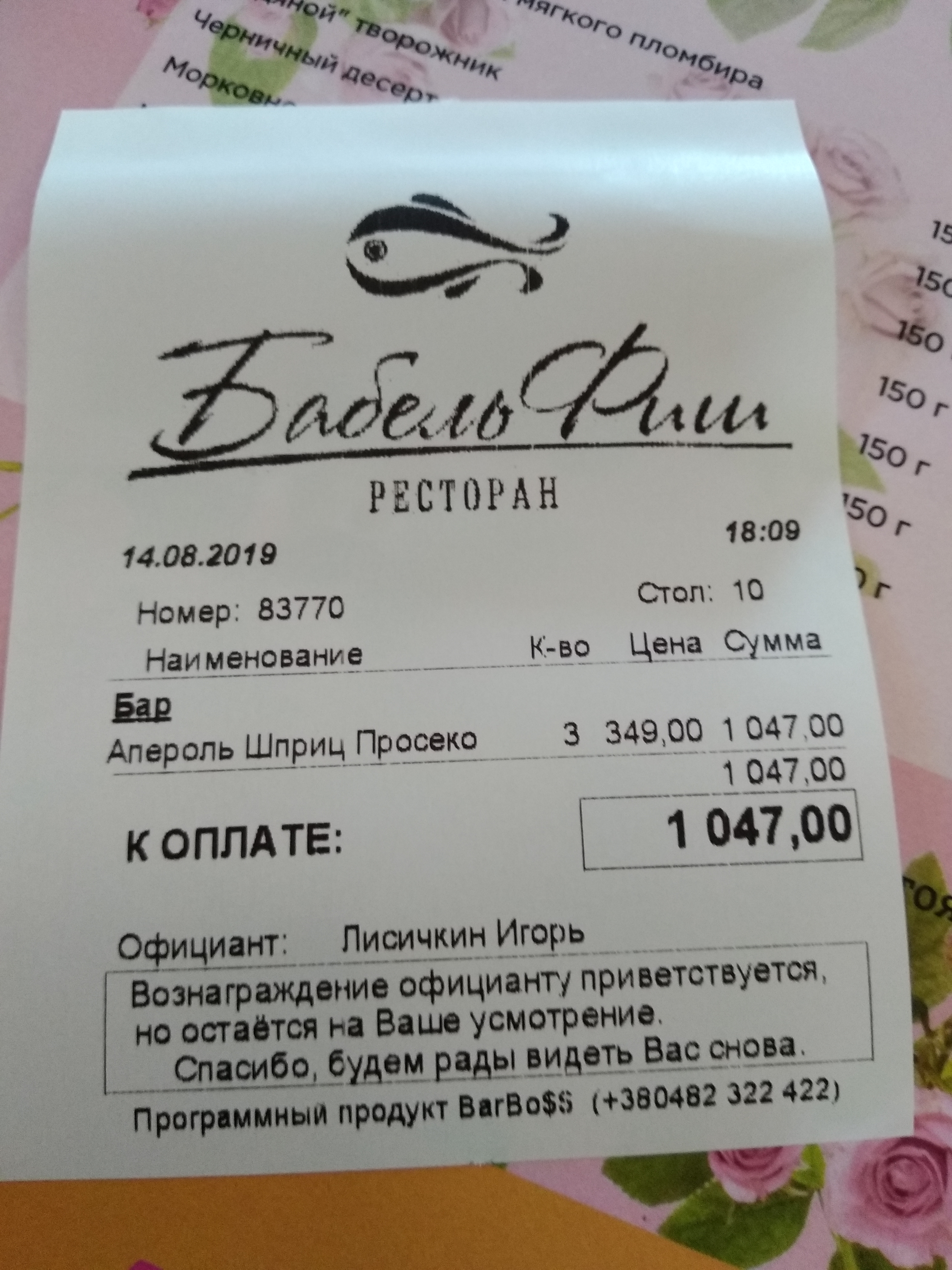 Babel Fish menu 8