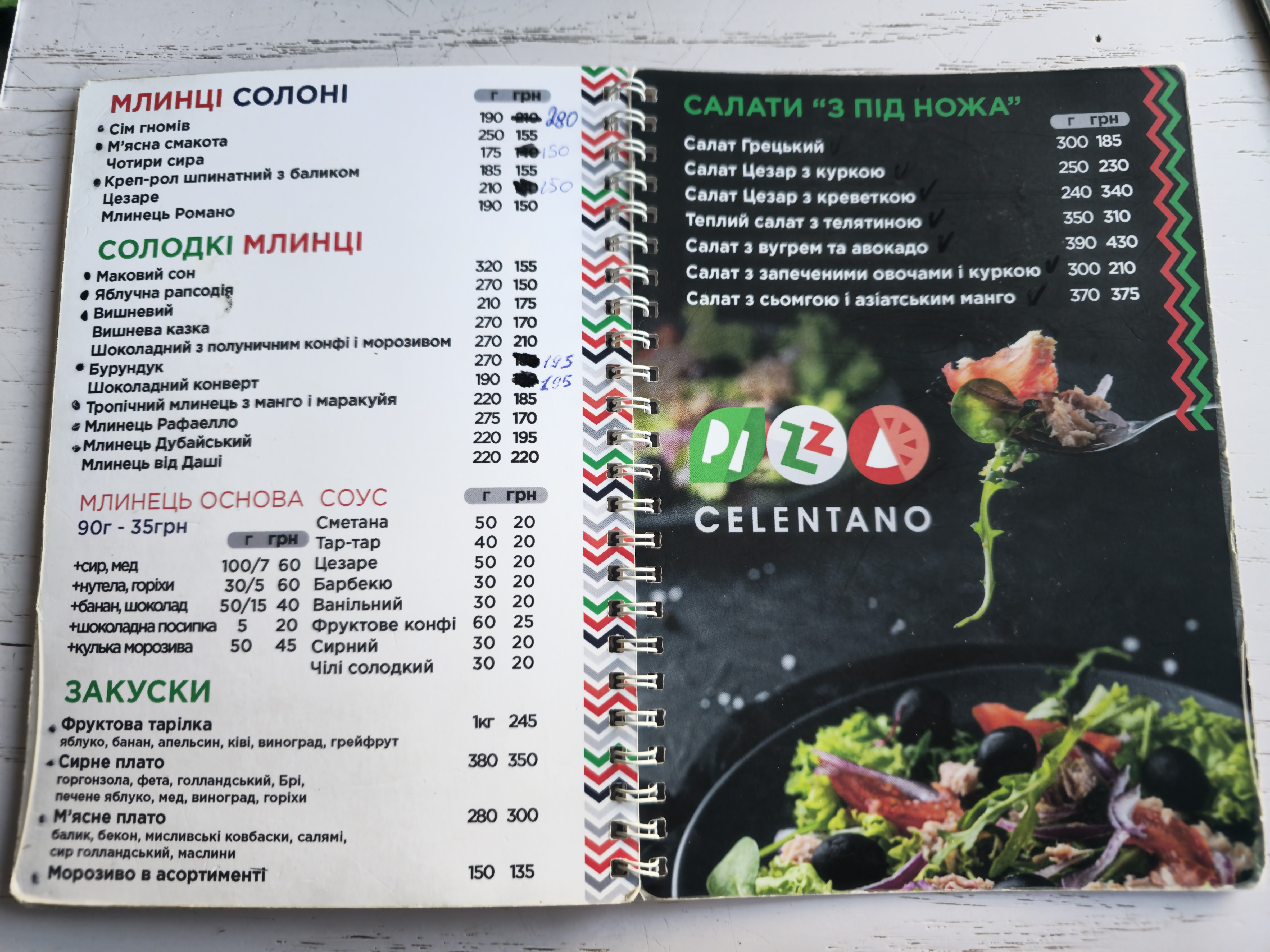 Pizza Celentano menu 2