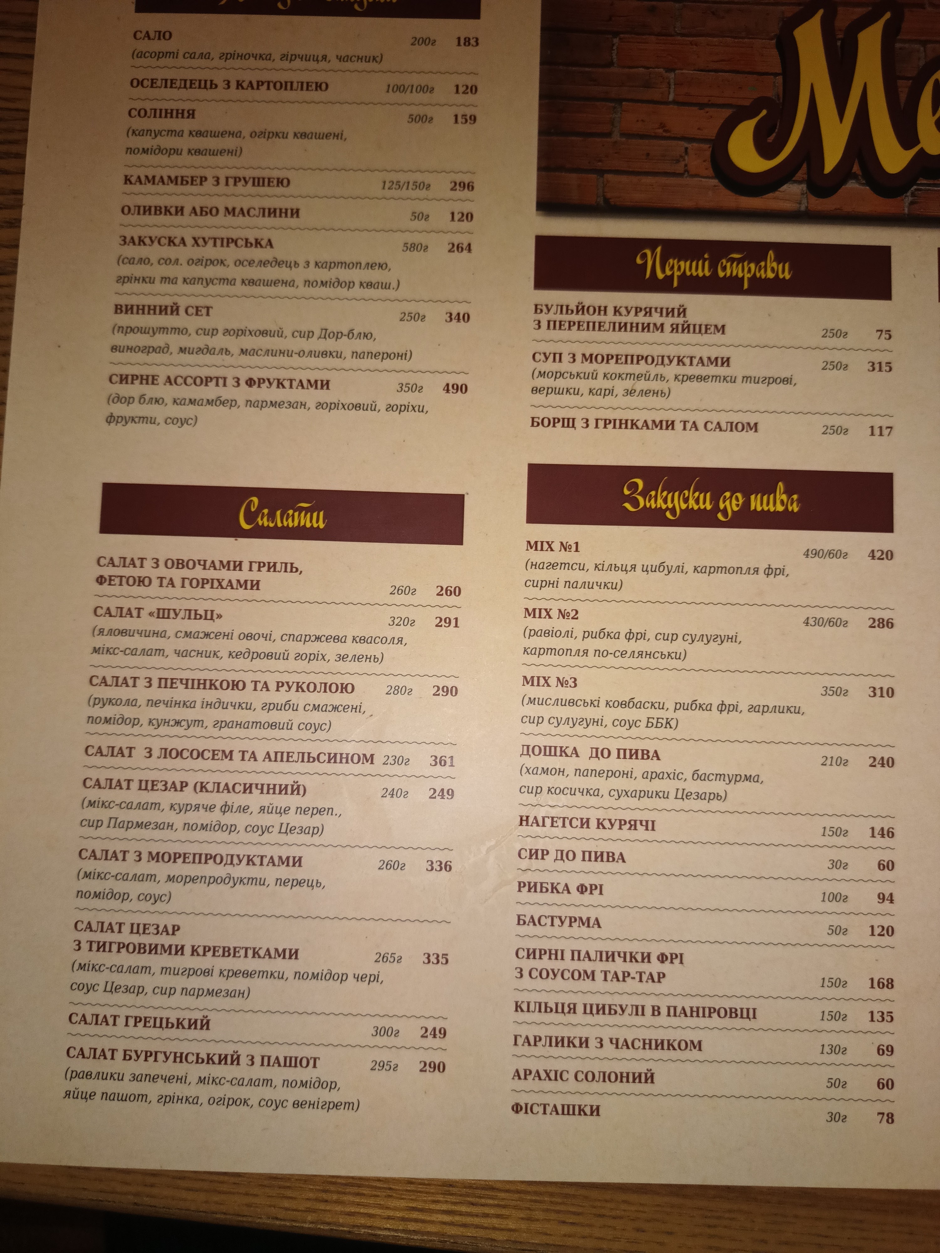 Pyvnytsya menu 1