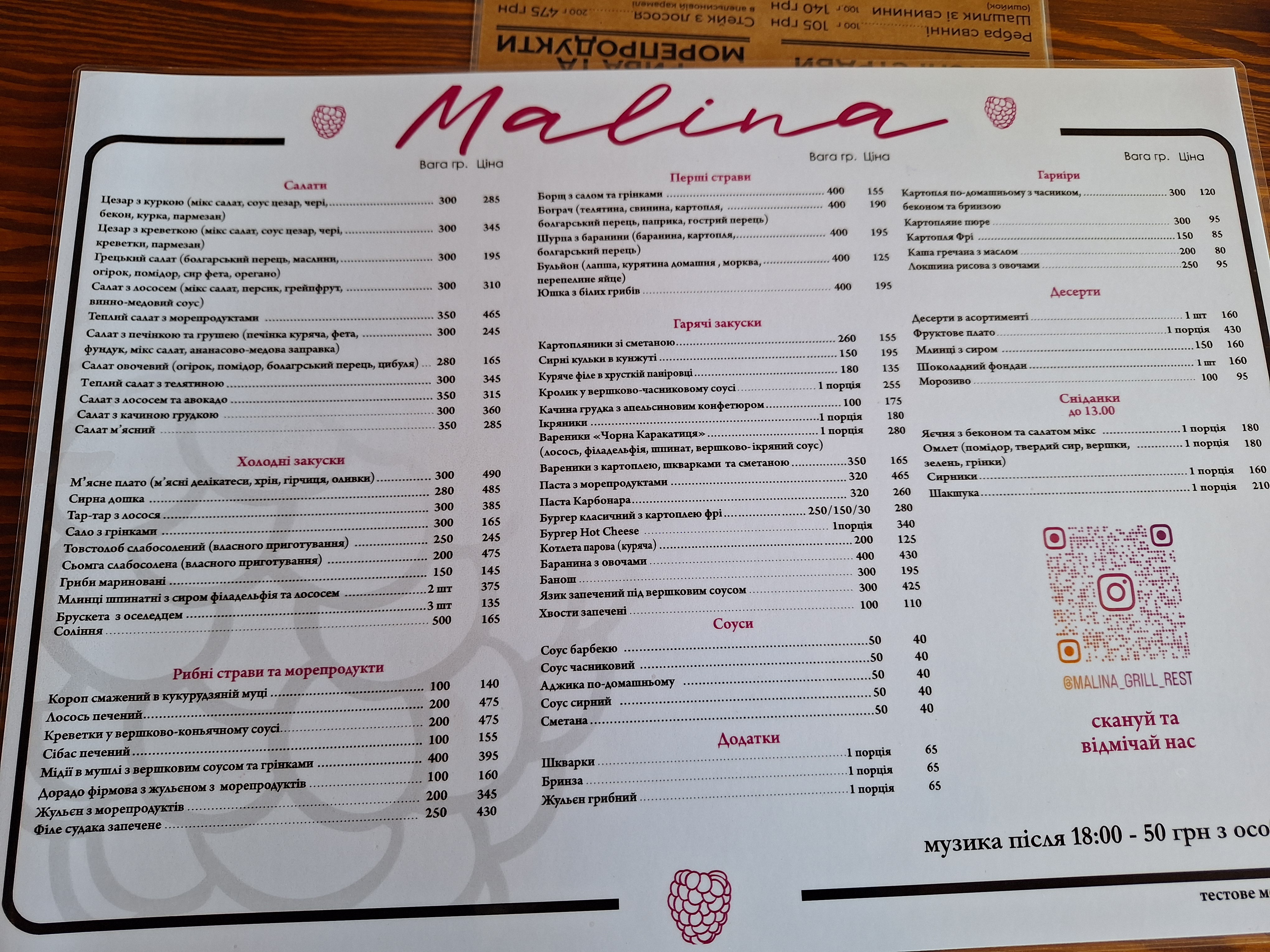Malina menu 4