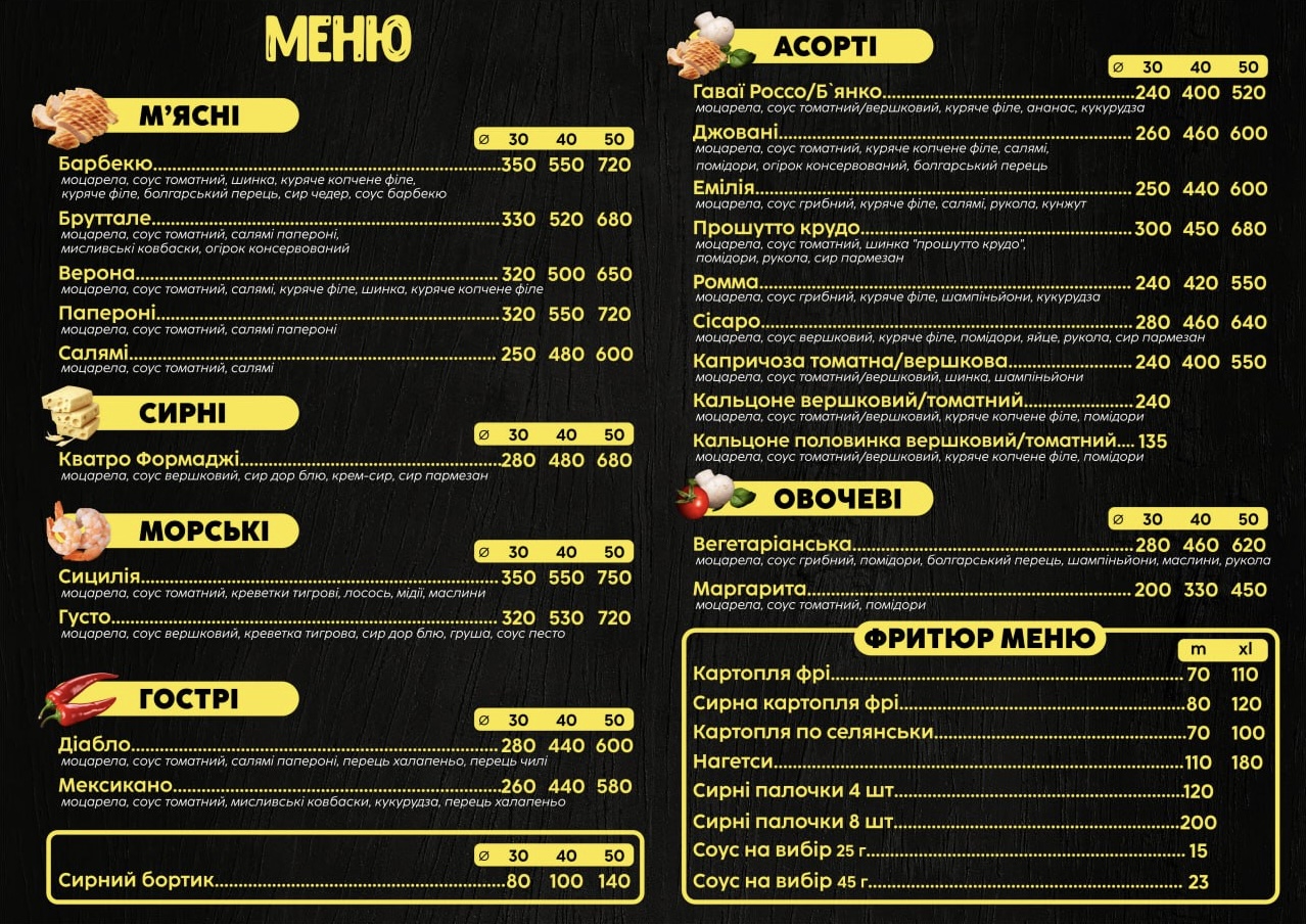 Pitsa V Khatu menu 1
