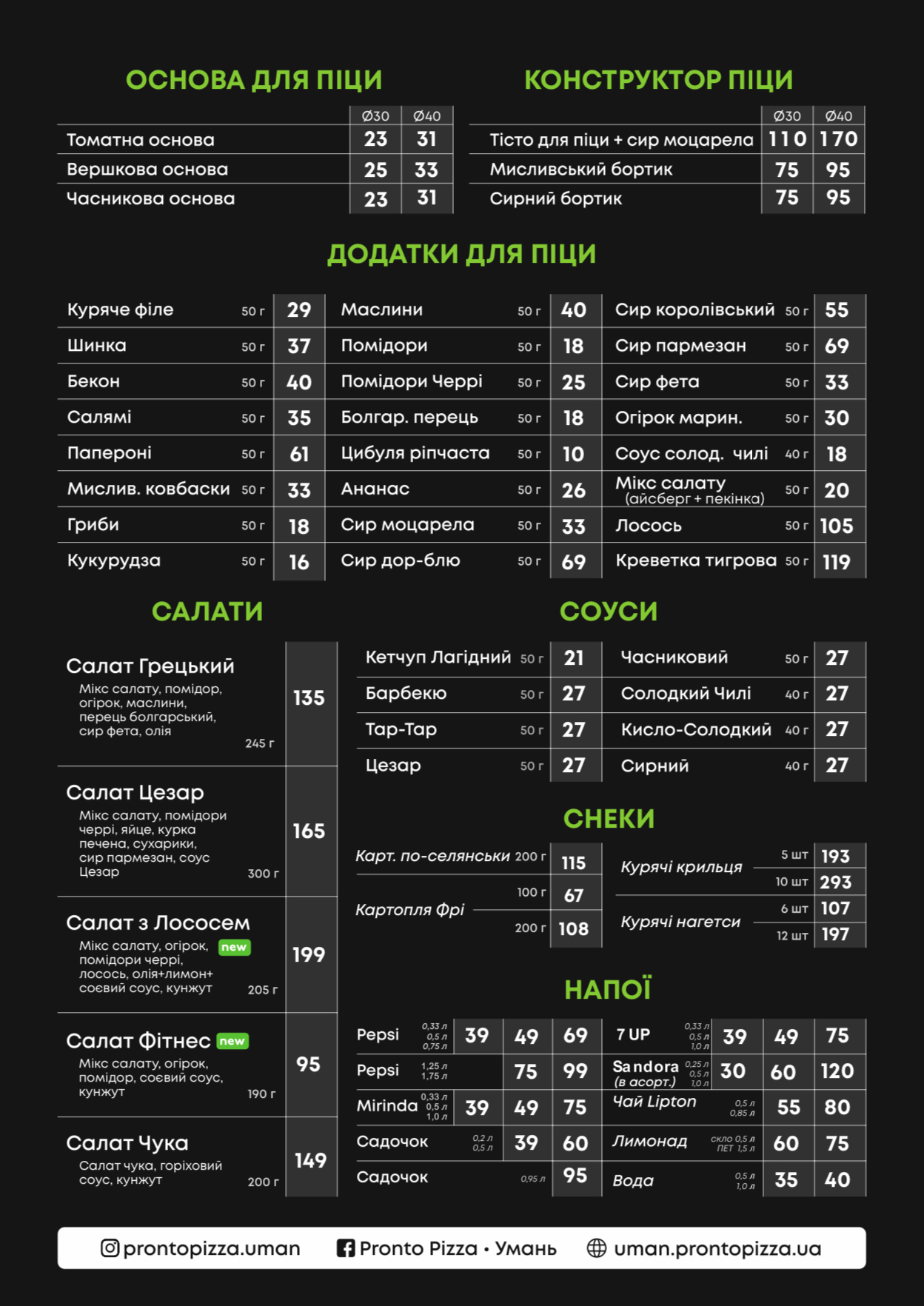 Pronto Pizza & Sushi Умань menu 2