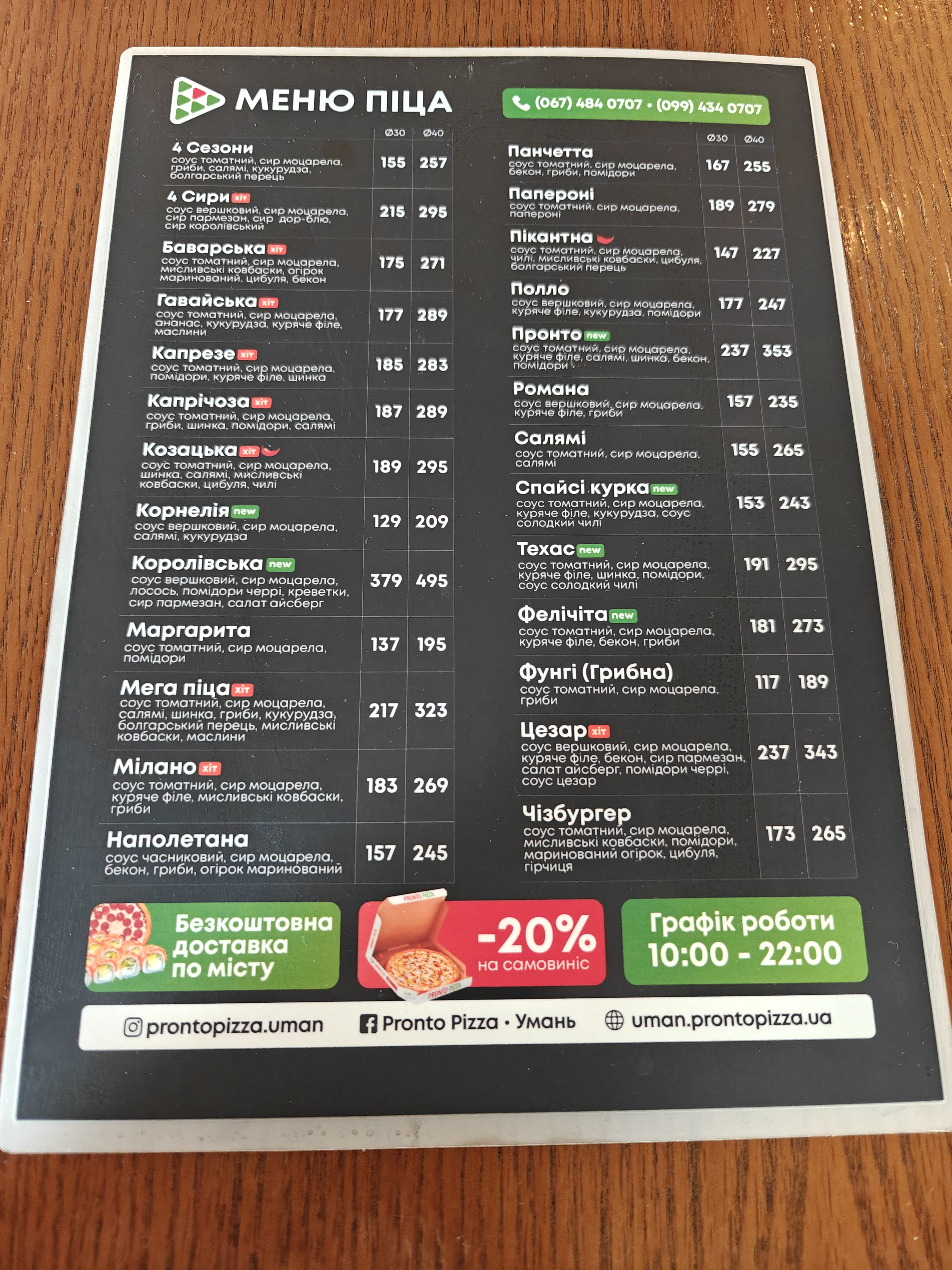 Pronto Pizza & Sushi Умань menu 5