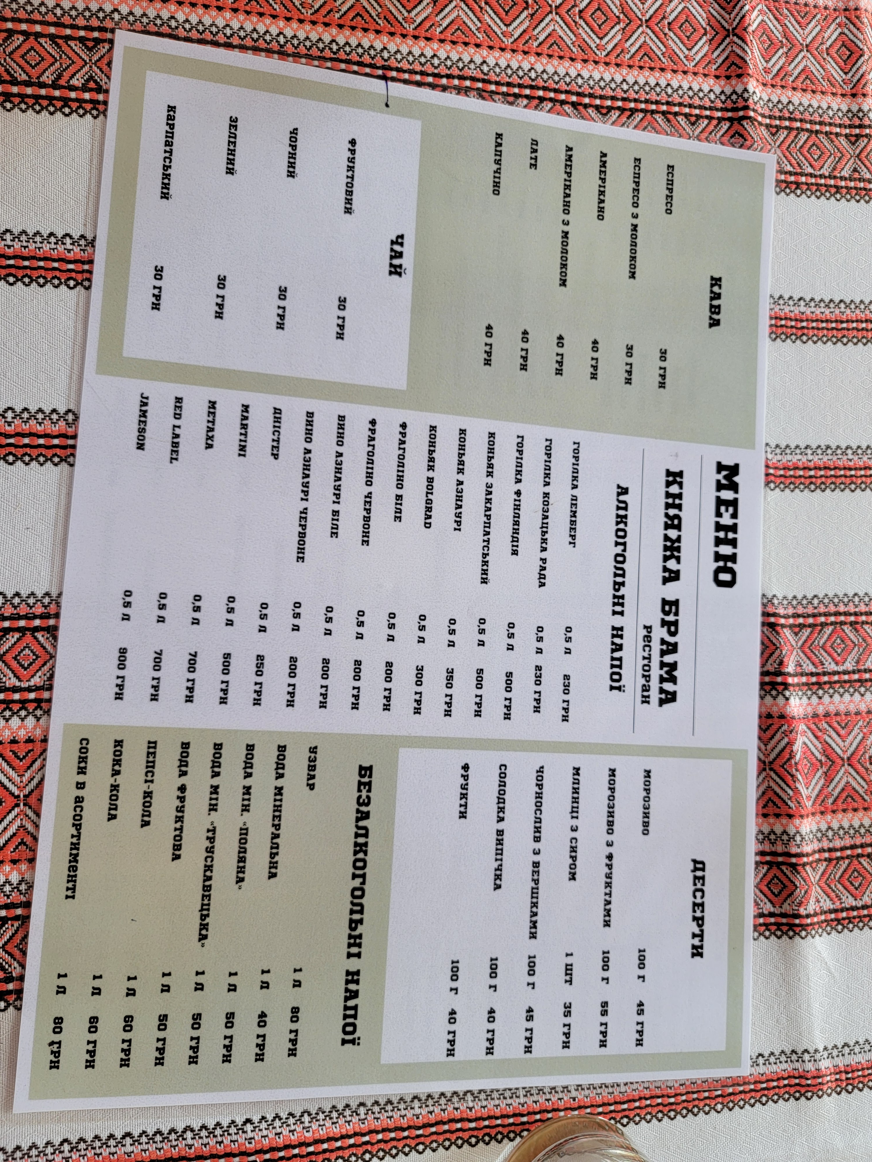 Restoran "Knyazha Brama" menu 2