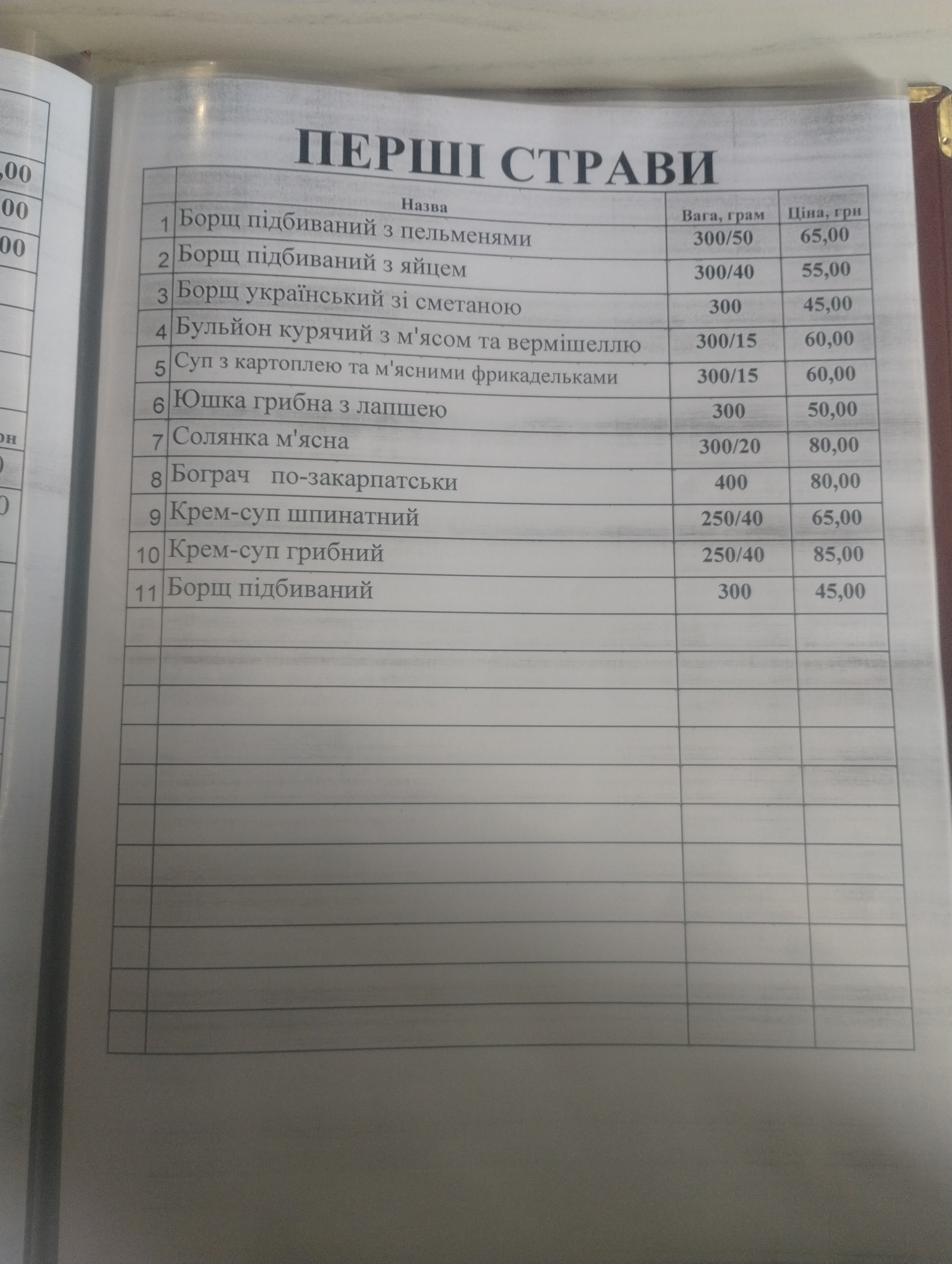 Fontan menu 3