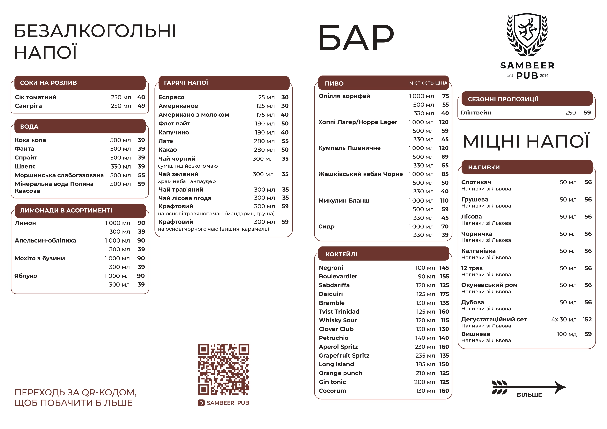 Sambeer PUB menu 4