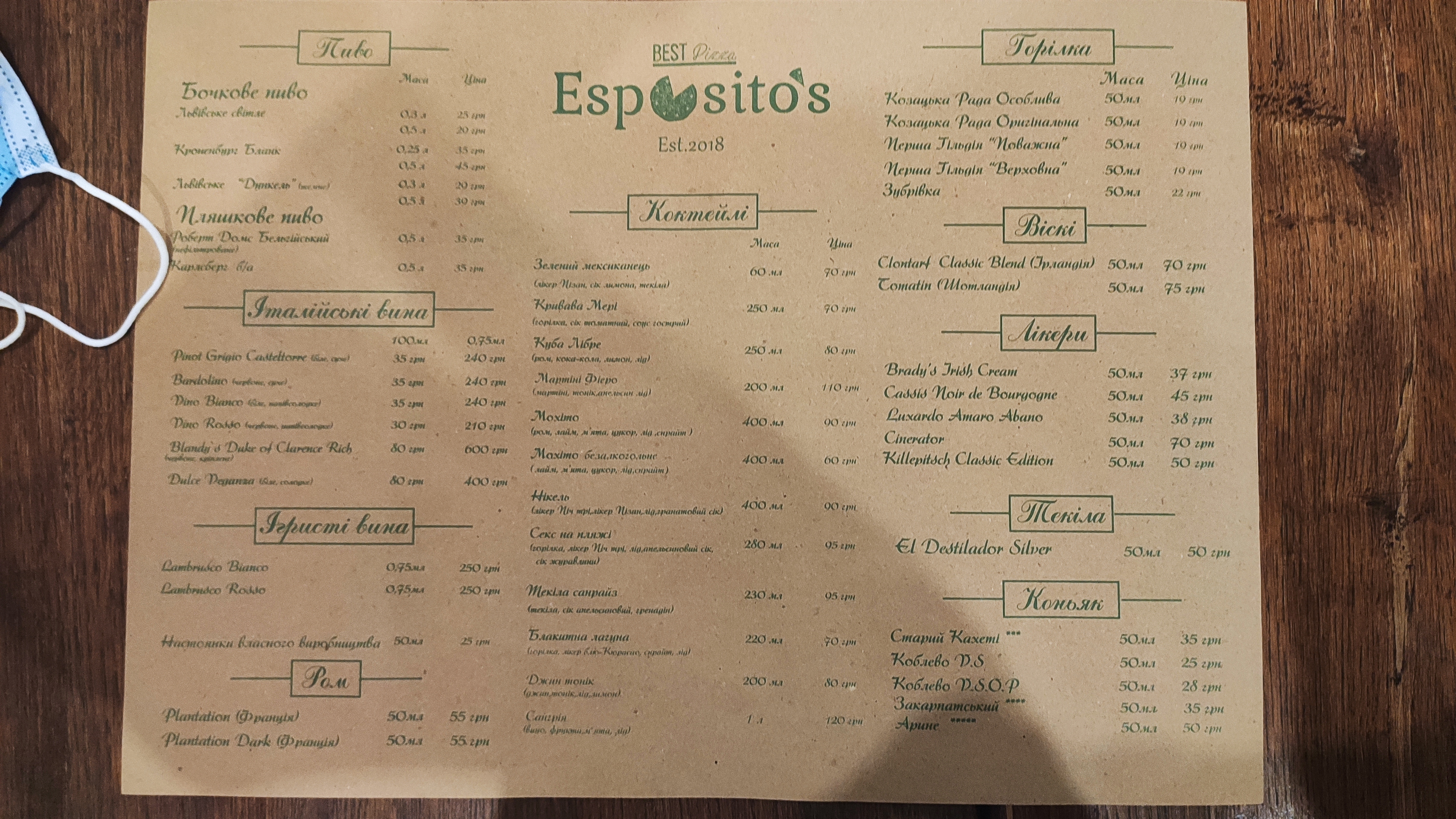 Піцерія Esposito's menu 4