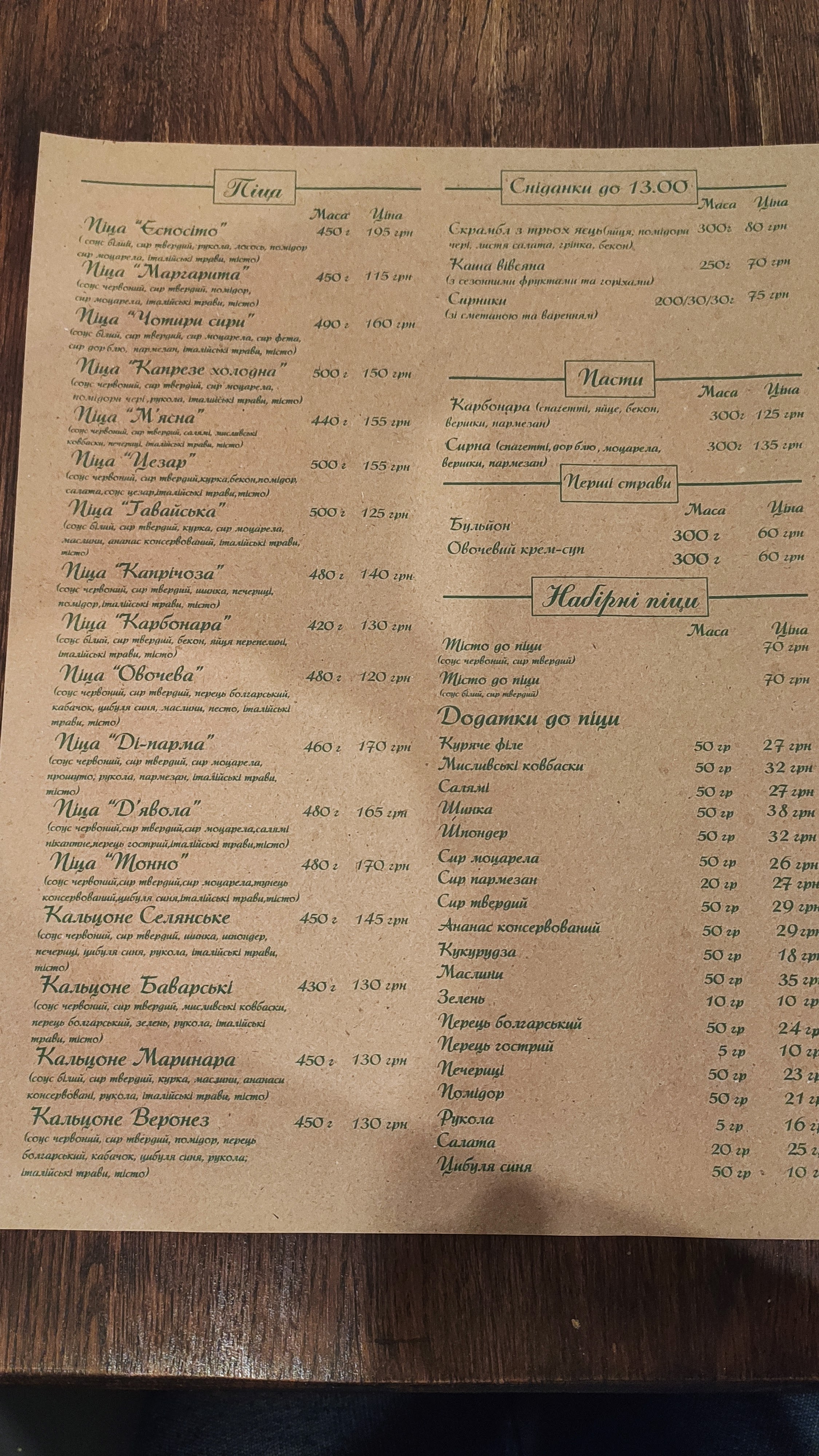 Піцерія Esposito's menu 5