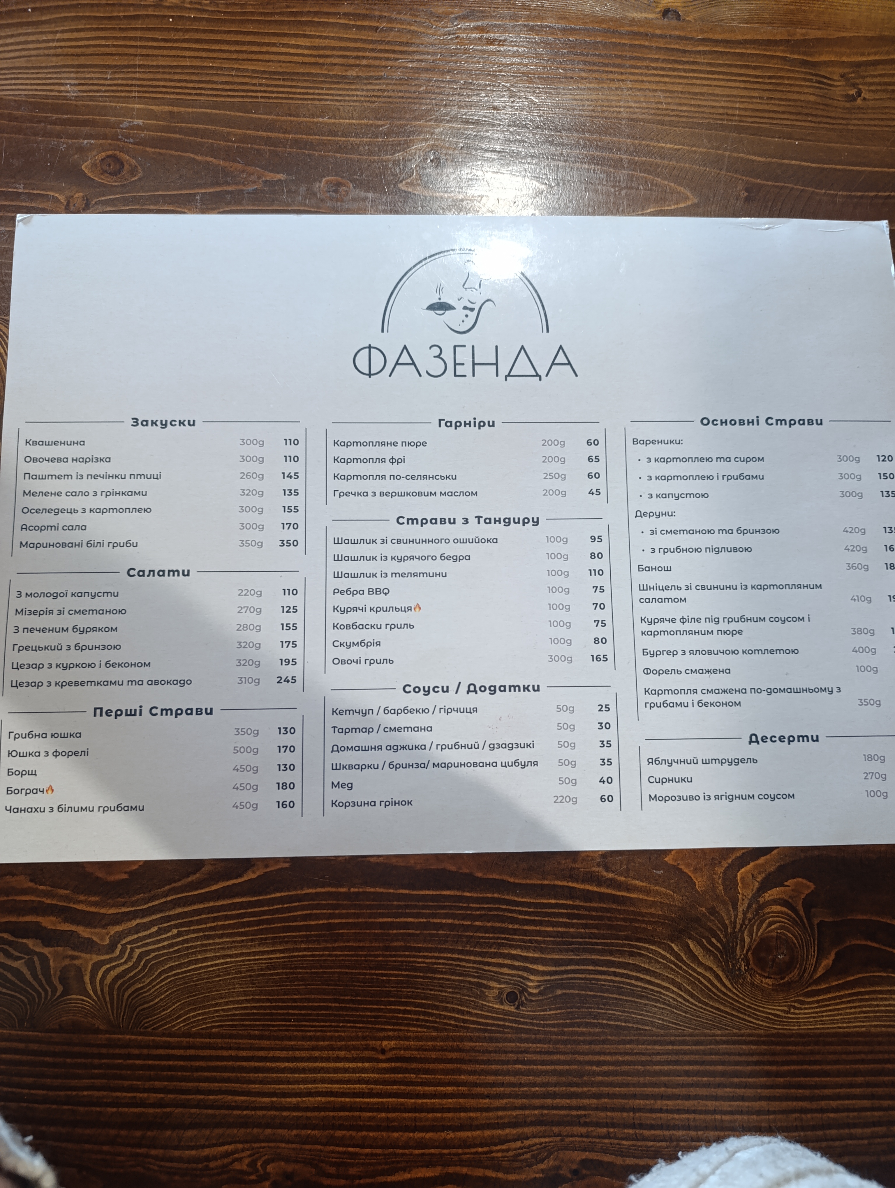 Kolyba Fazenda menu 2