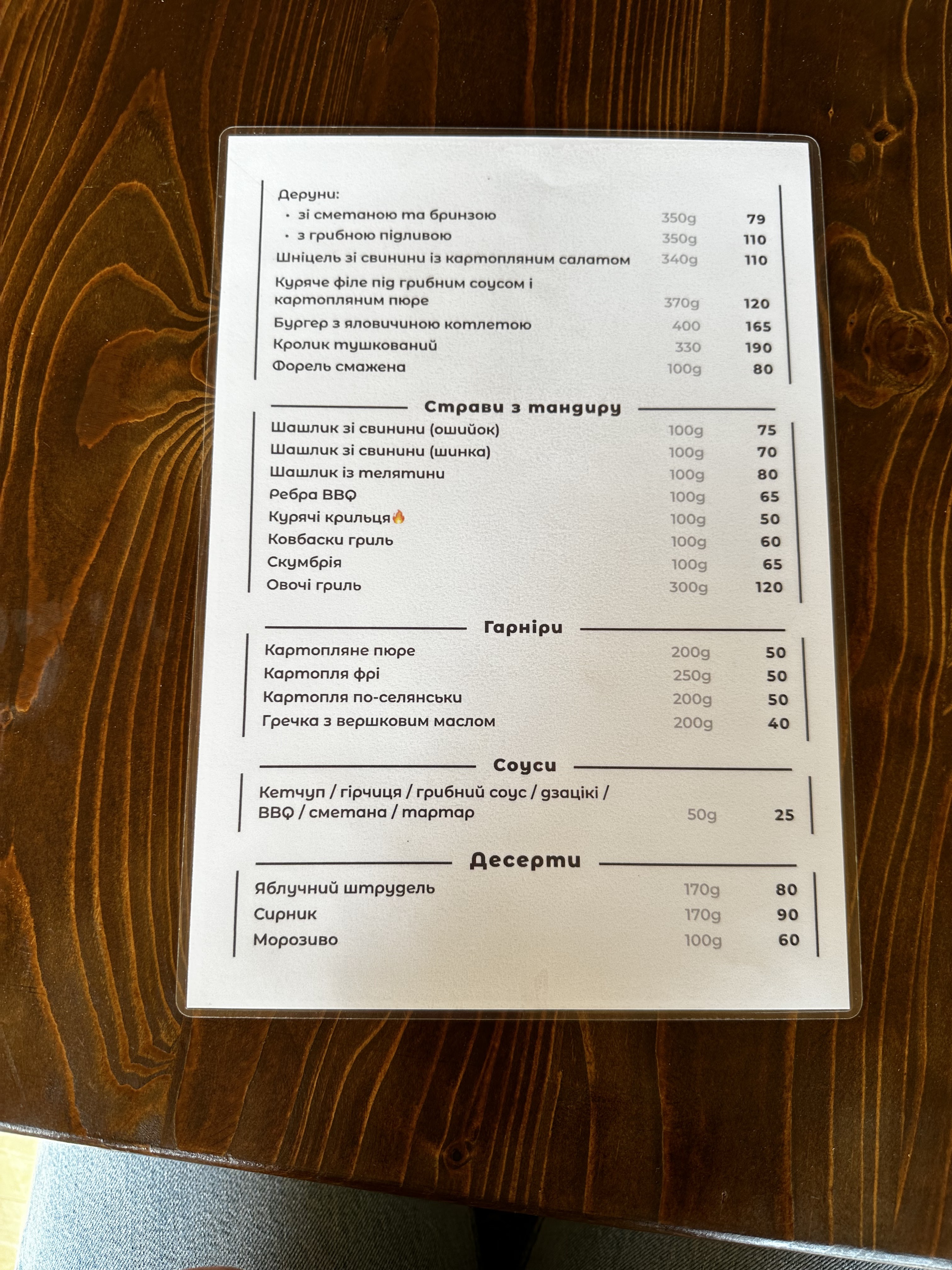 Kolyba Fazenda menu 3