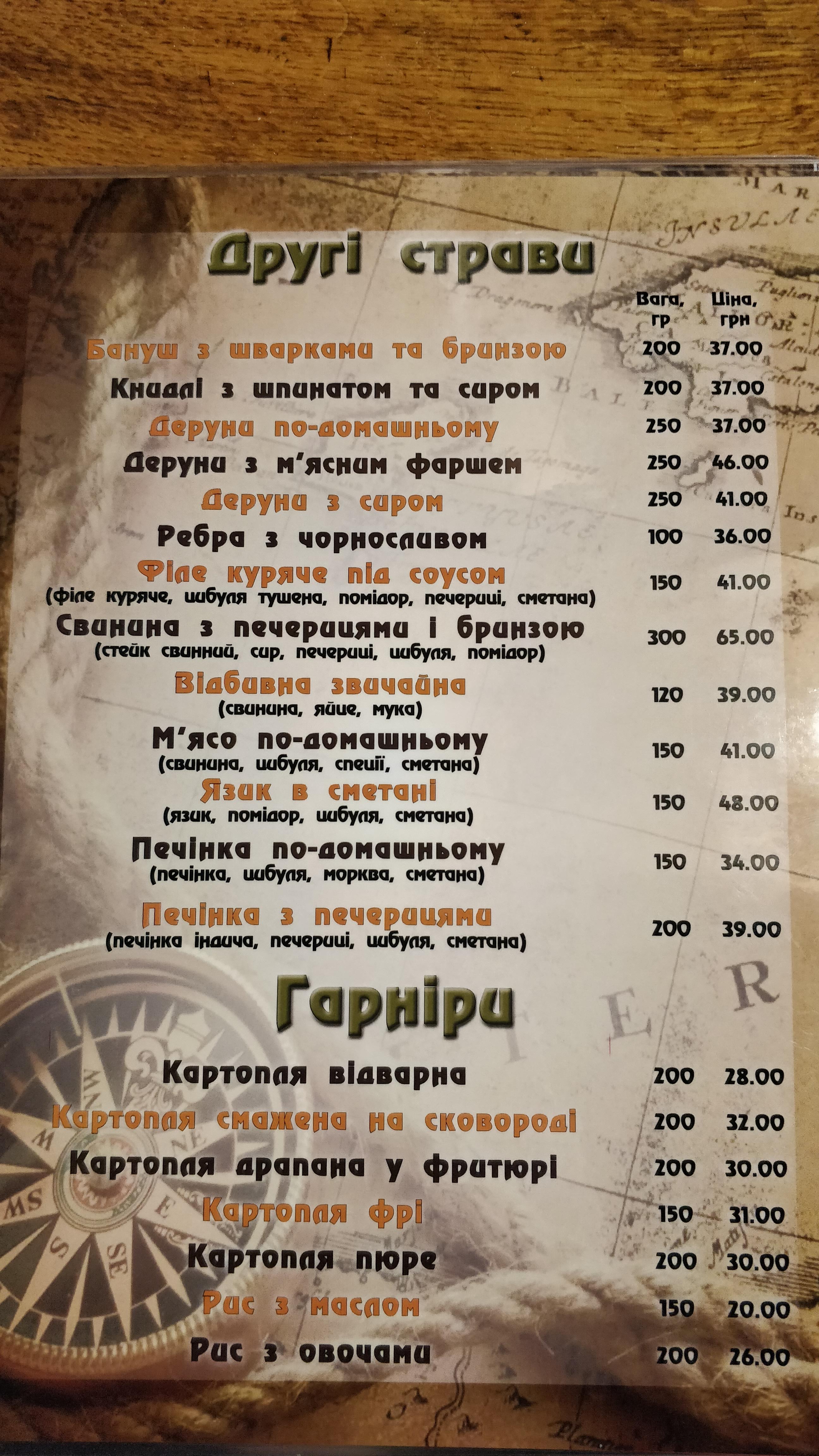 Mykhaylova Kolyba menu 8