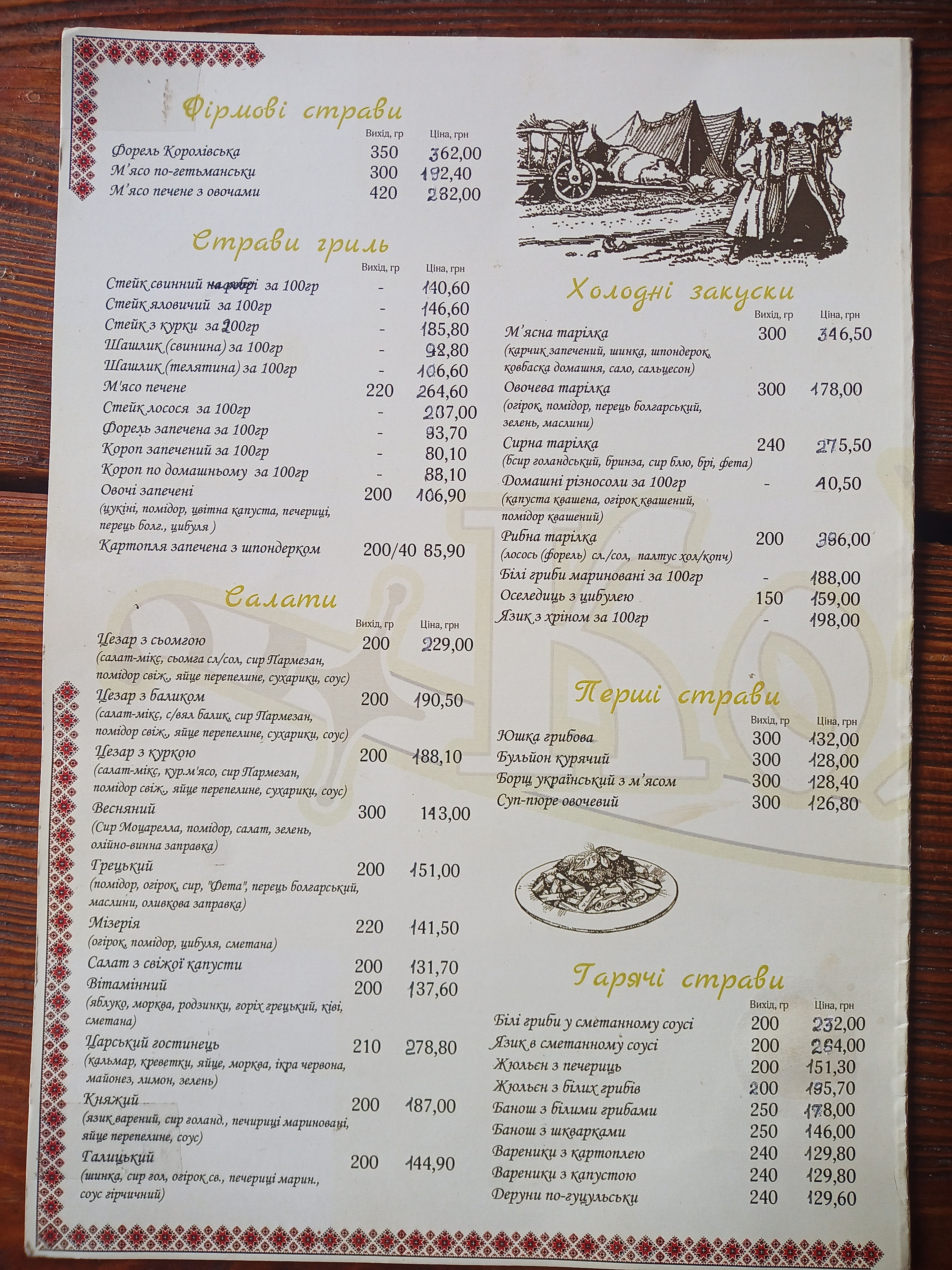 Kozak menu 2