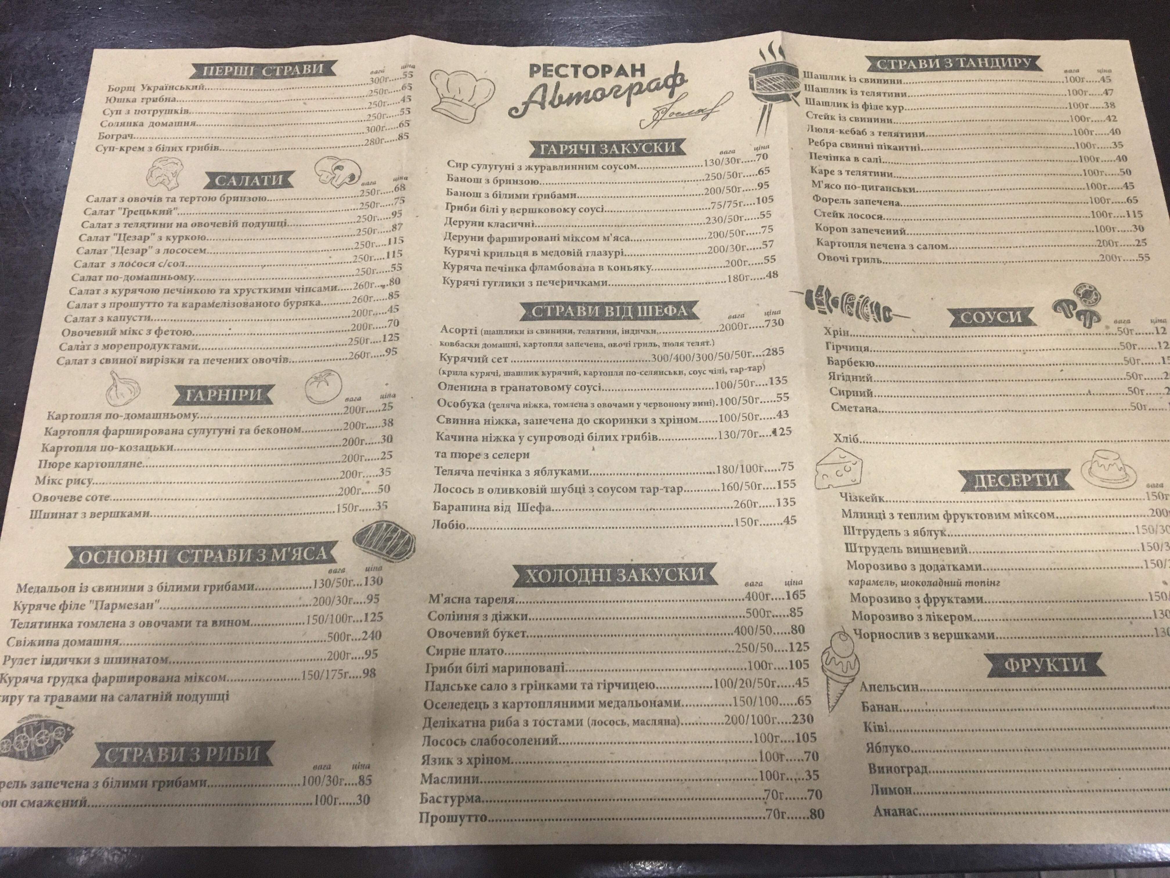 Avtohraf menu 3