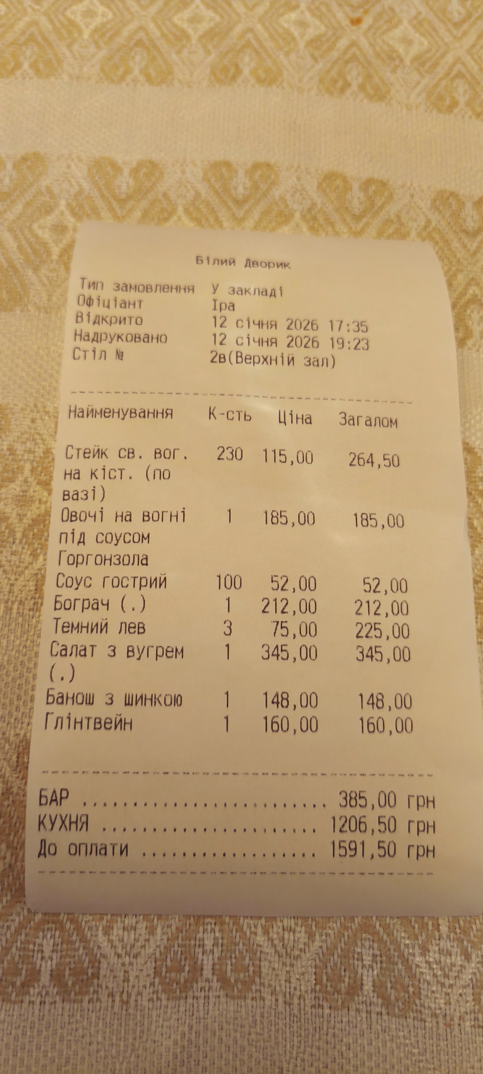 Bilyi Dvoryk menu 6