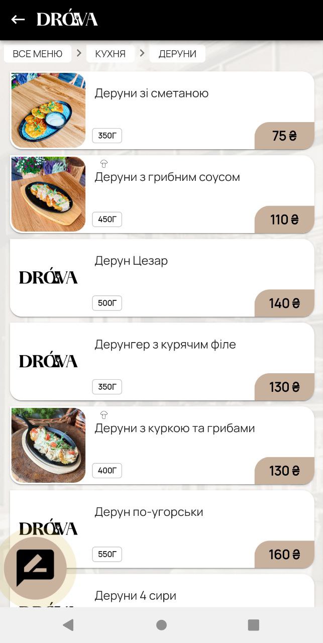 DROVA Гастропаб menu 2
