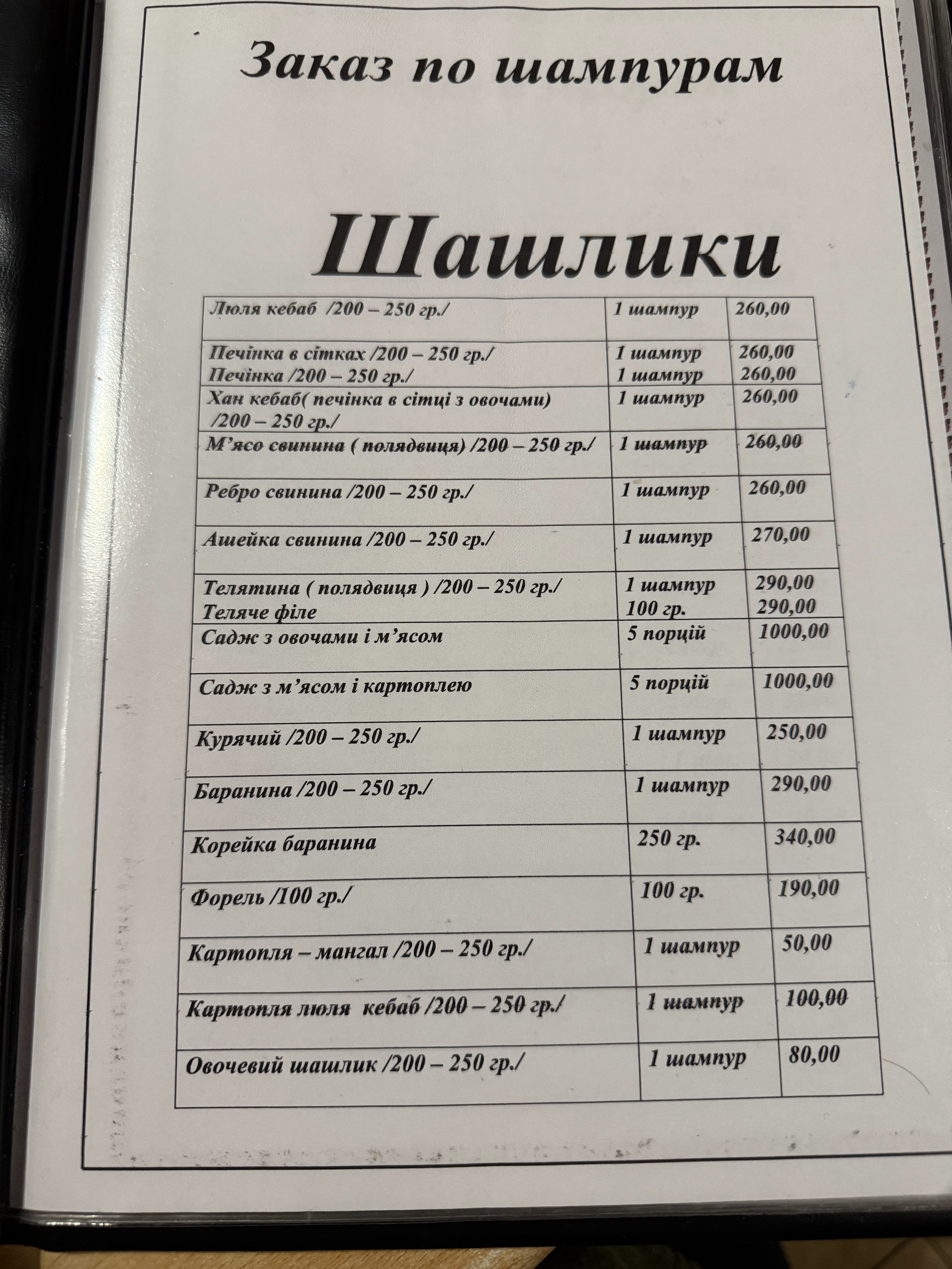 Кафе-бар «Сабір» menu 1