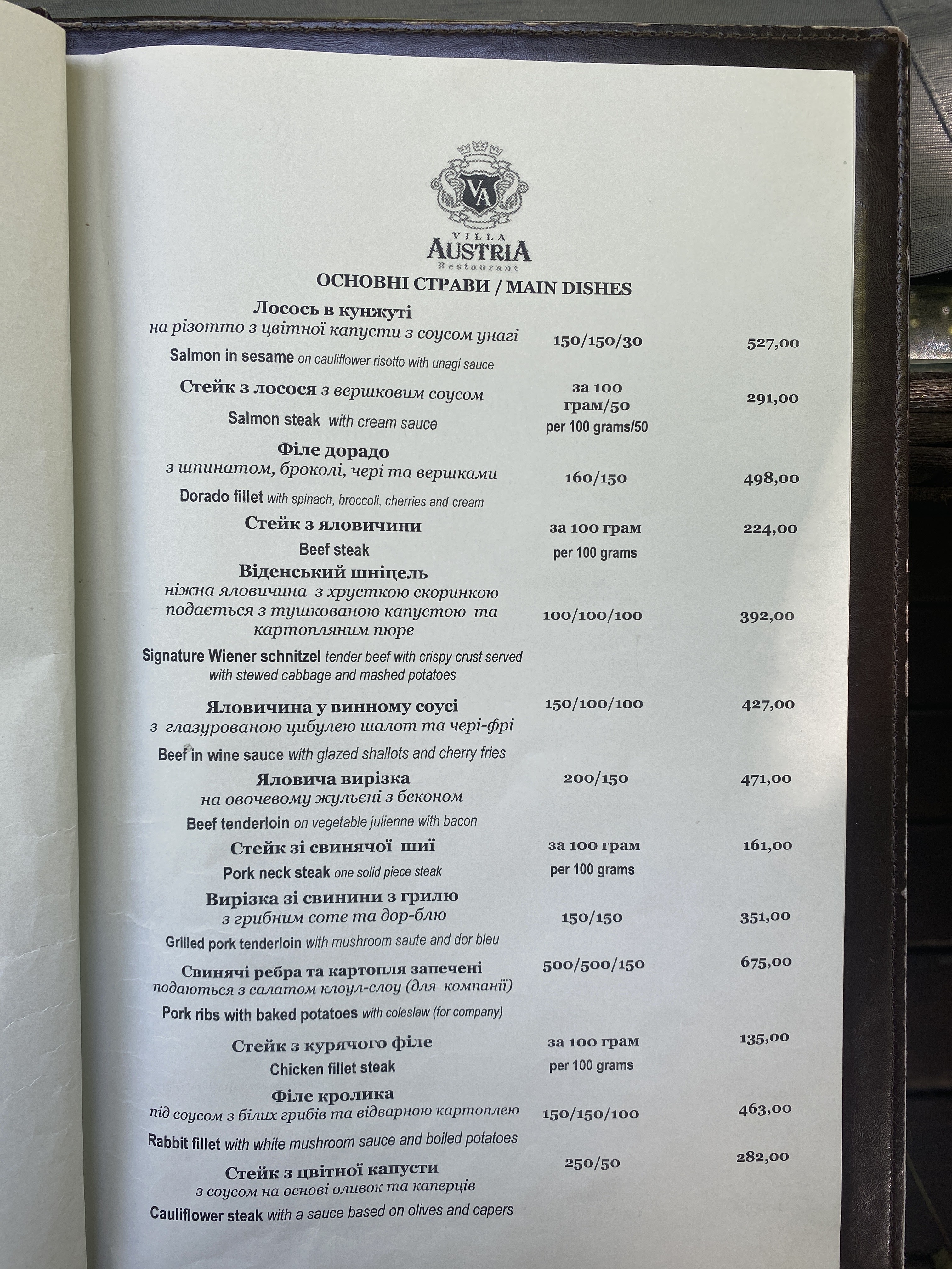 Villa Austria menu 4