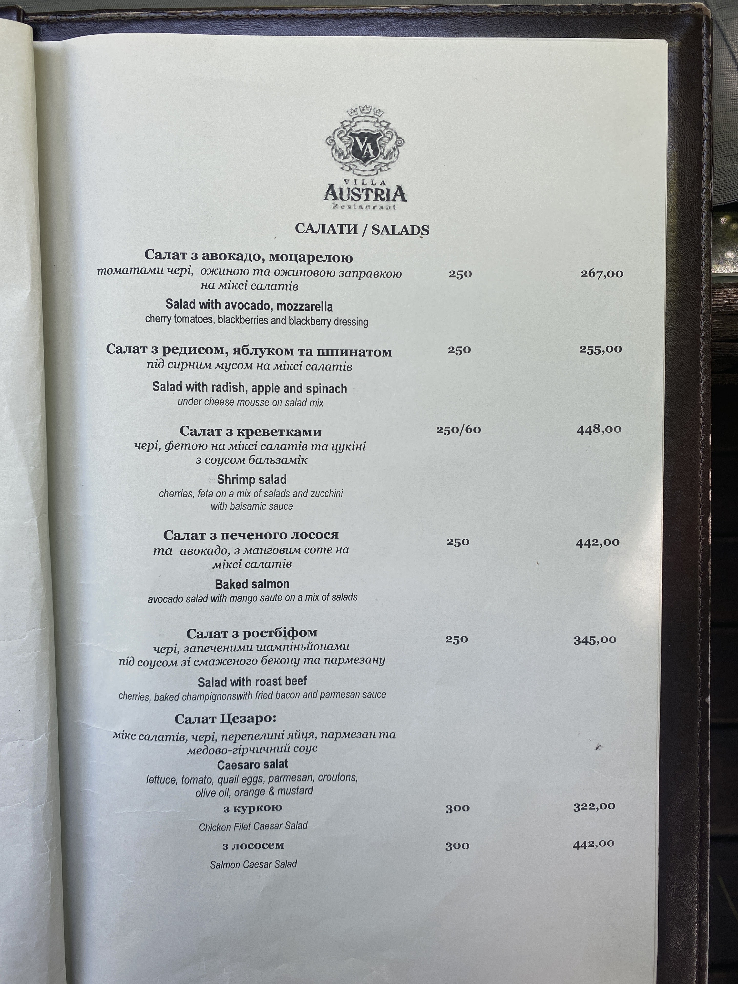 Villa Austria menu 9